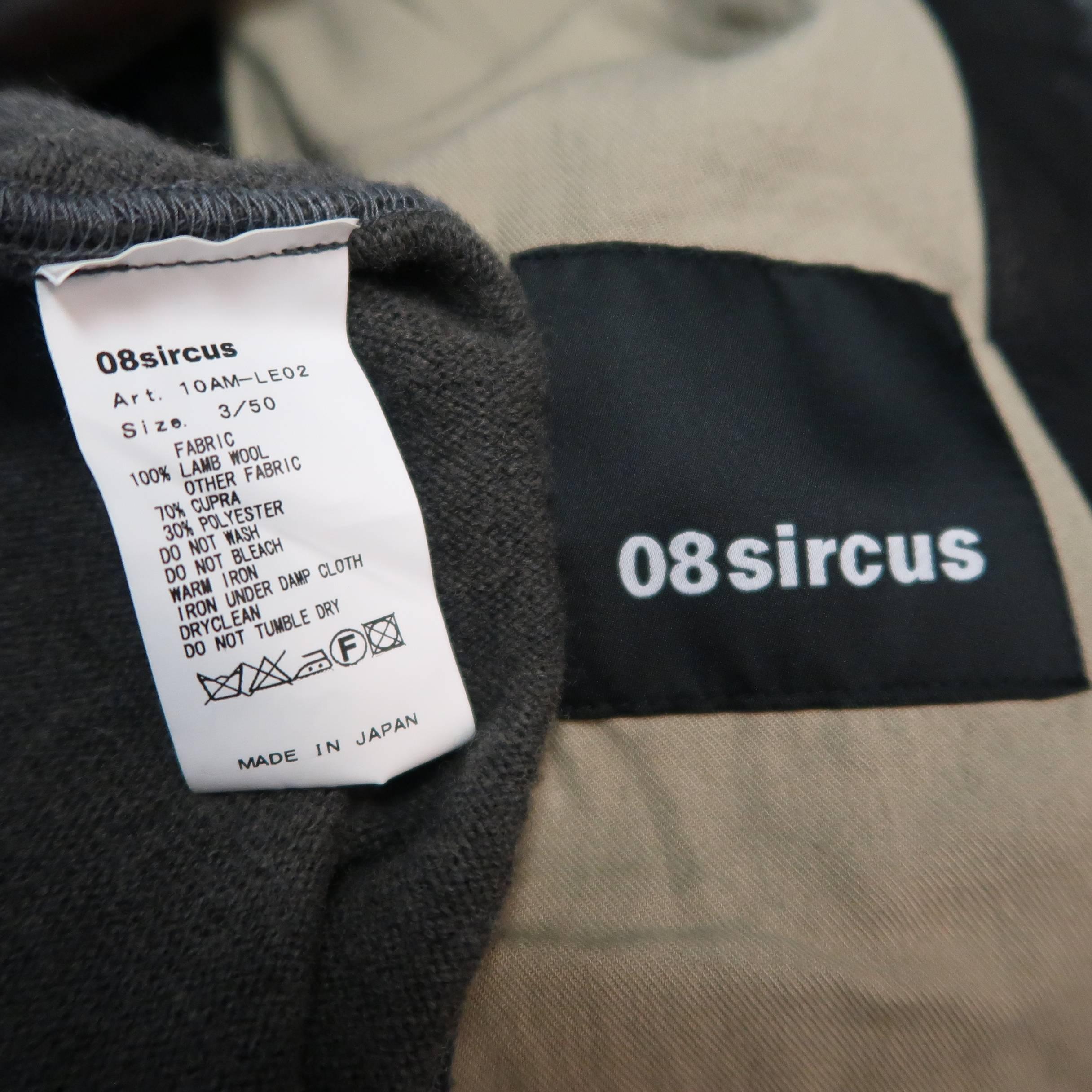 Men's 08SIRCUS Leather Jacket - 40 Black Textured Detachable Wool Liner Hooded 6