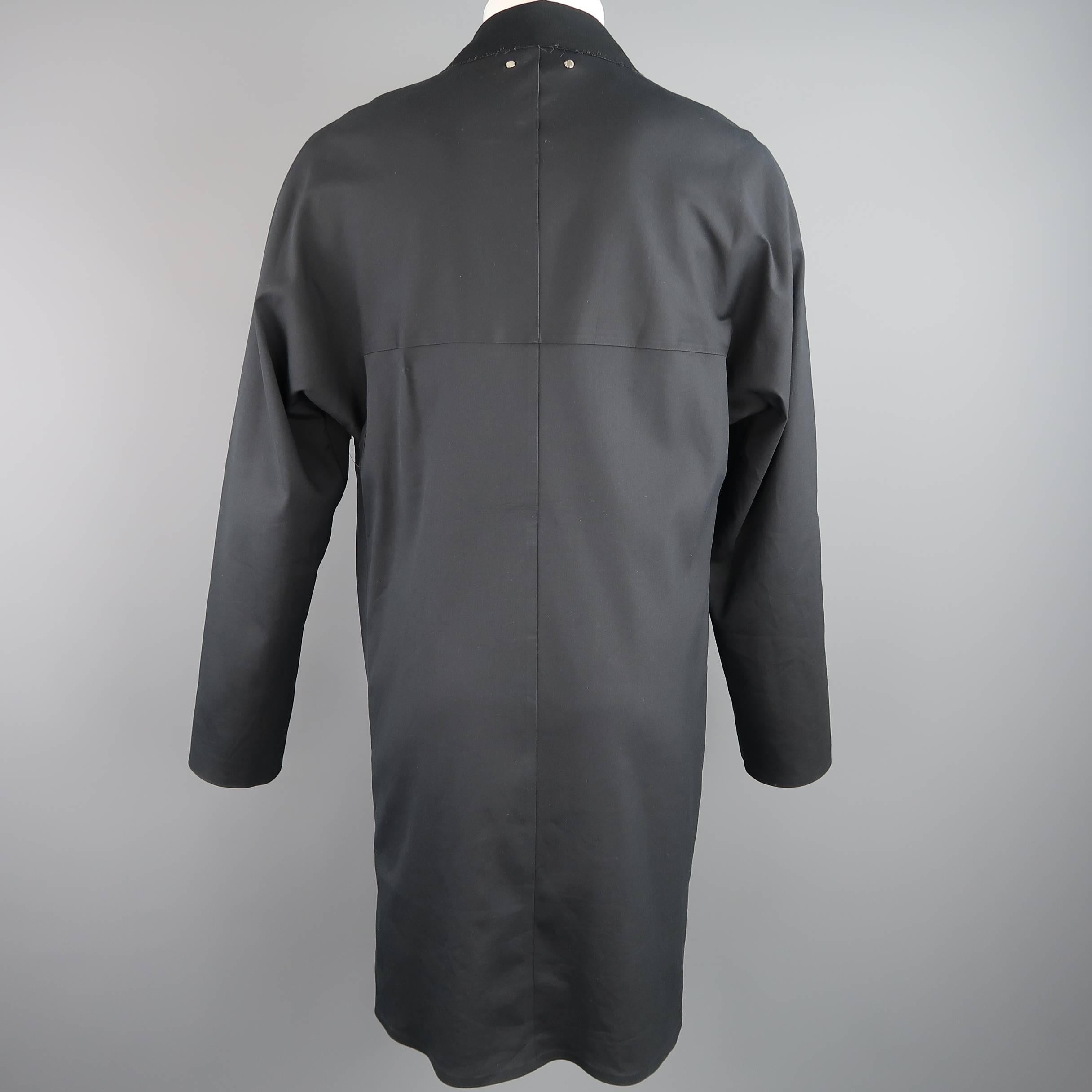 Black Men's LOUIS VUITTON Coat 40 Midnight Navy Coated Cotton Collared Car Jacket