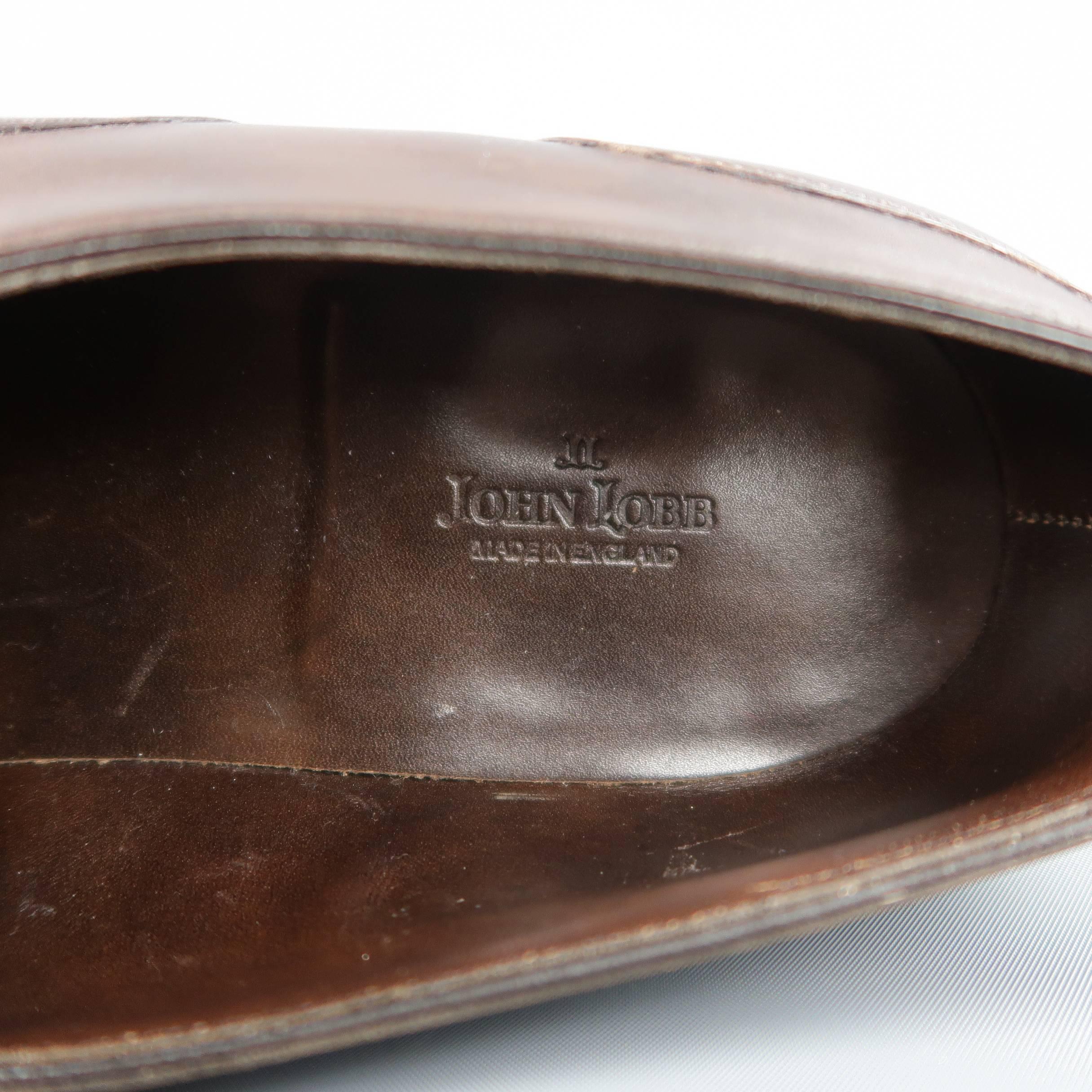 Men's JOHN LOBB Size 10 Brown Leather WARWICK Wingtip Loafers In Good Condition In San Francisco, CA