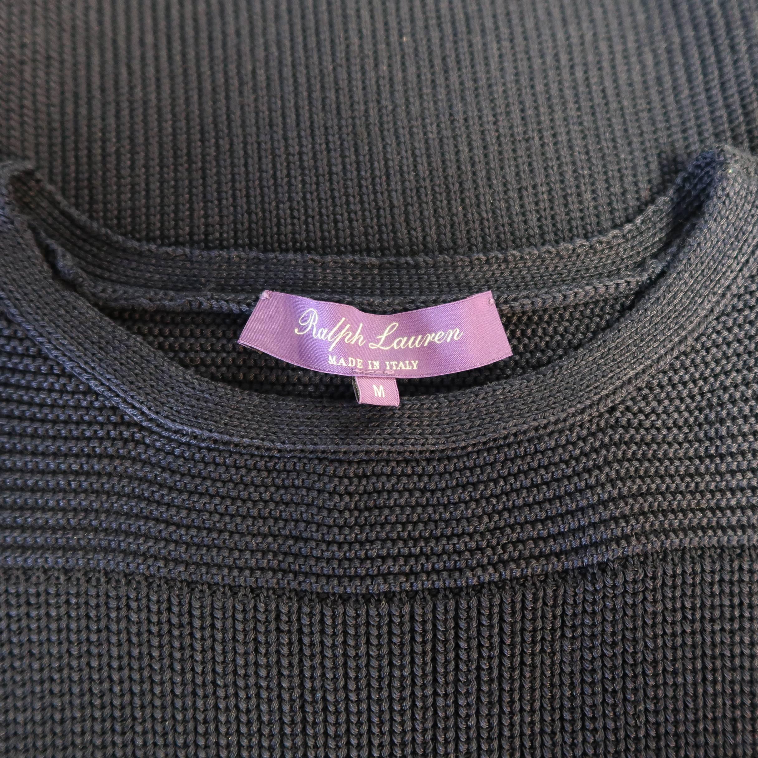 RALPH LAUREN Collection Size M Navy Silk Blend Sleeveless Long Sweater Vest Top 1