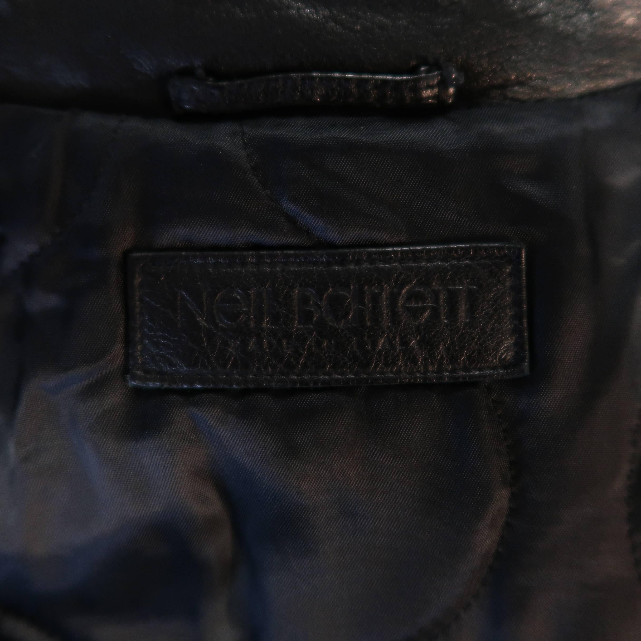 Men's NEIL BARRETT L Black Wrinkled Distressed Buffalo Leather Biker Jacket 4