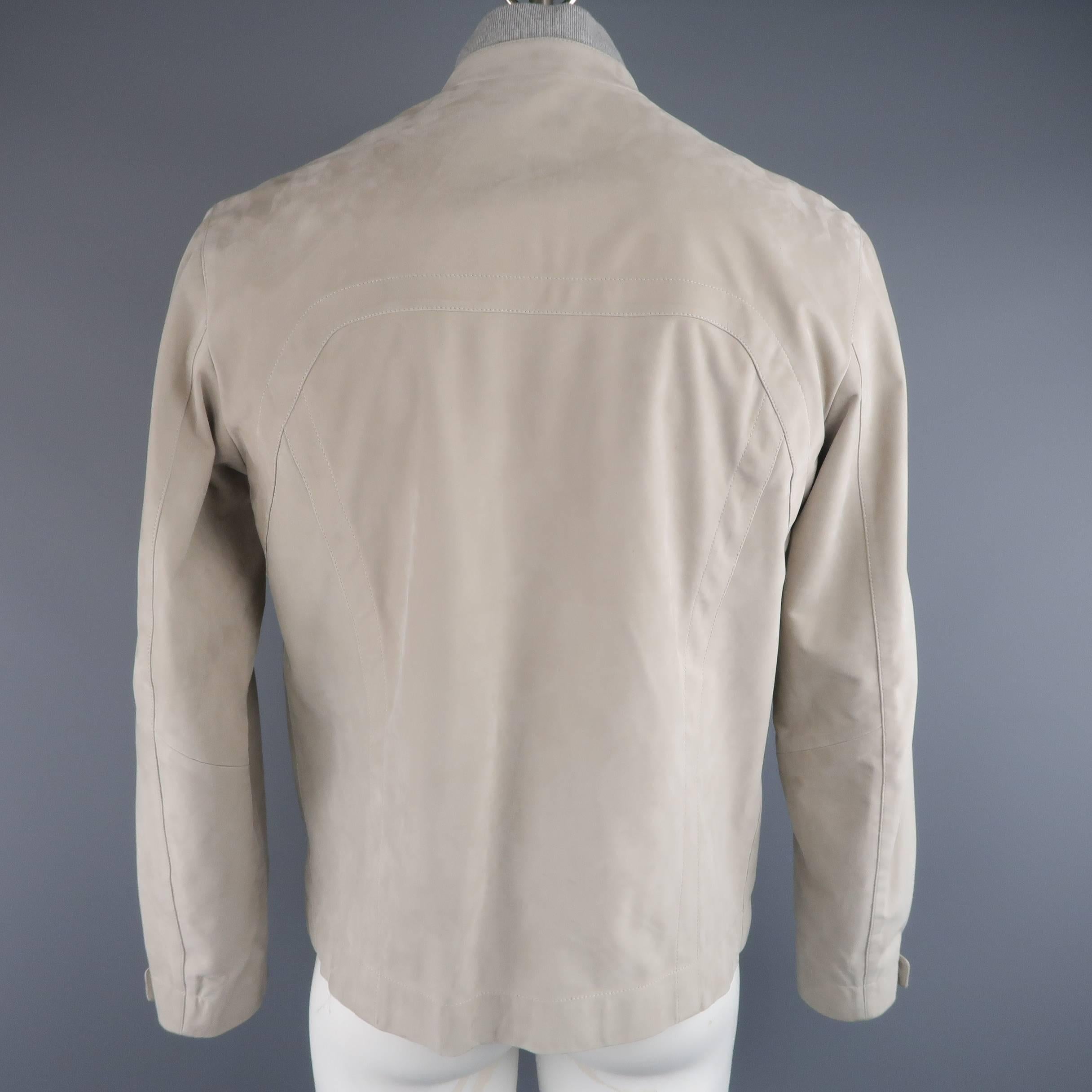 Men's ZEGNA SPORT L Beige Suede 3 in 1 Gray Vest Layer Jacket In New Condition In San Francisco, CA