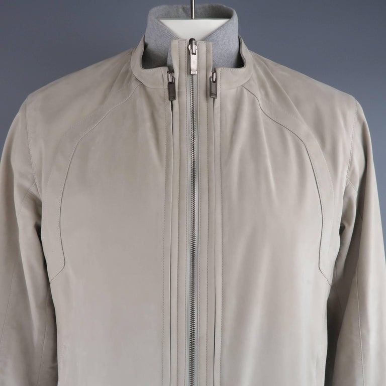 Men's ZEGNA SPORT L Beige Suede 3 in 1 Gray Vest Layer Jacket For Sale at 1stdibs