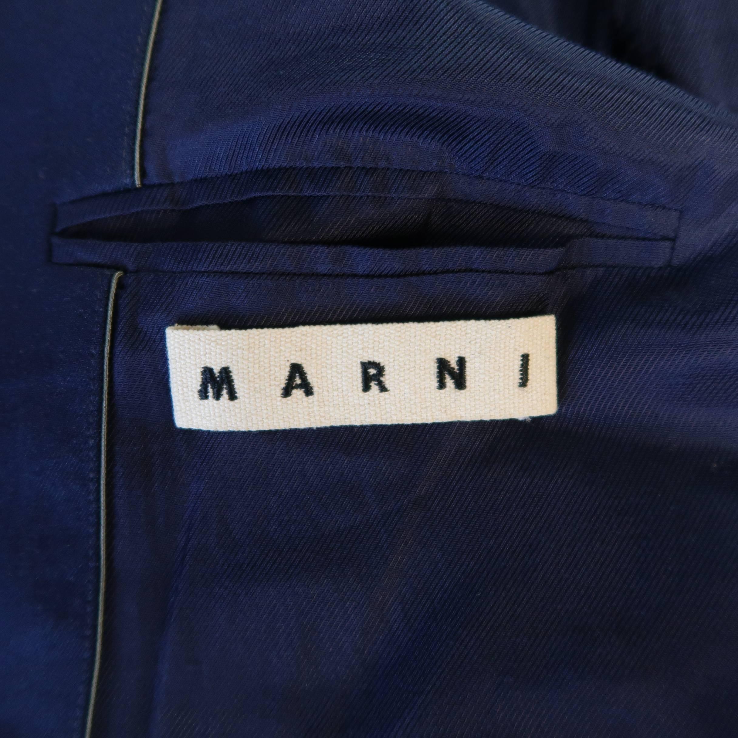 Men's MARNI 40 Regular Navy Wrinkled Neoprene Notch Lapel Sport Coat 2