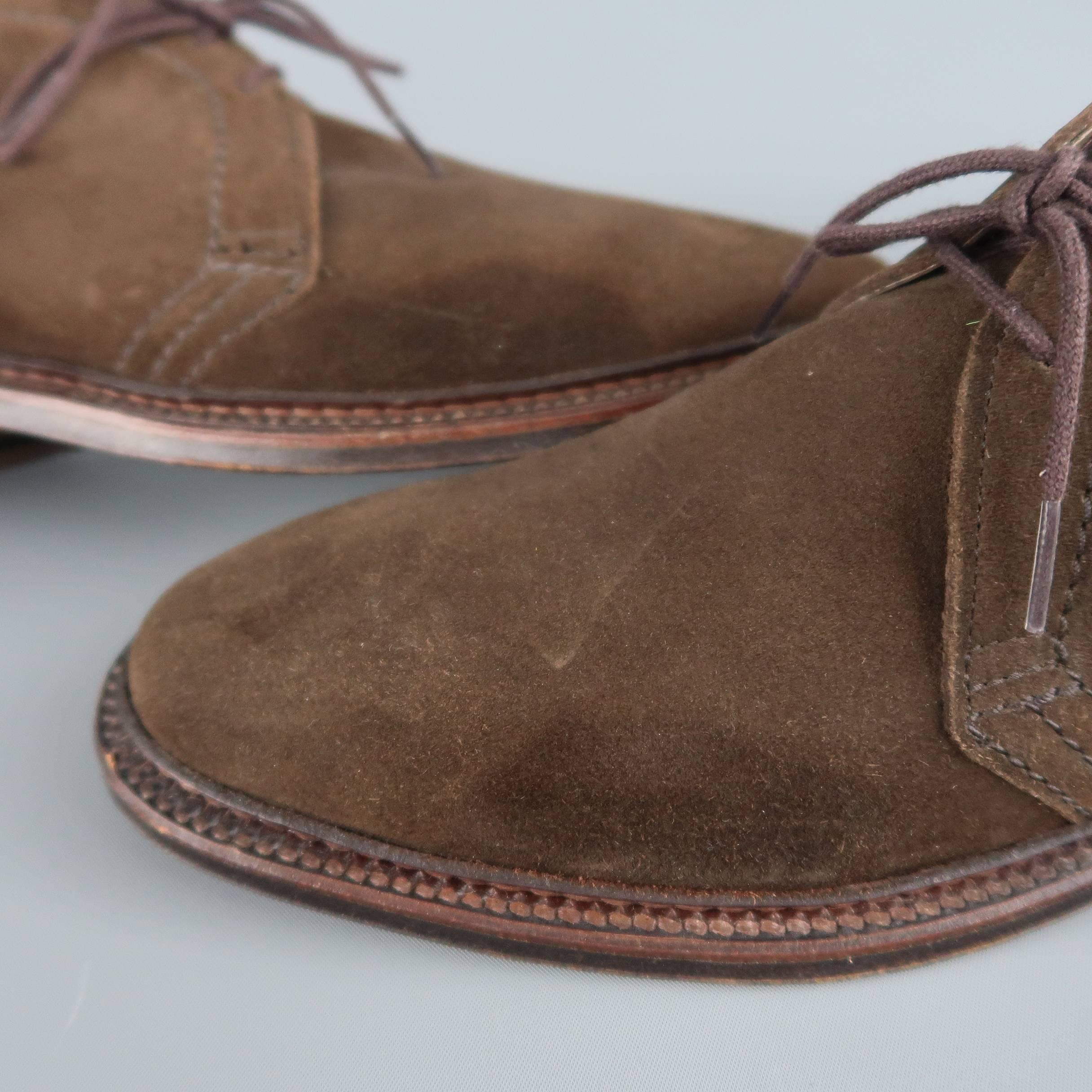 Men's ALDEN Size 7.5 Brown Suede Lace Up Desert Chukka Boots In New Condition In San Francisco, CA
