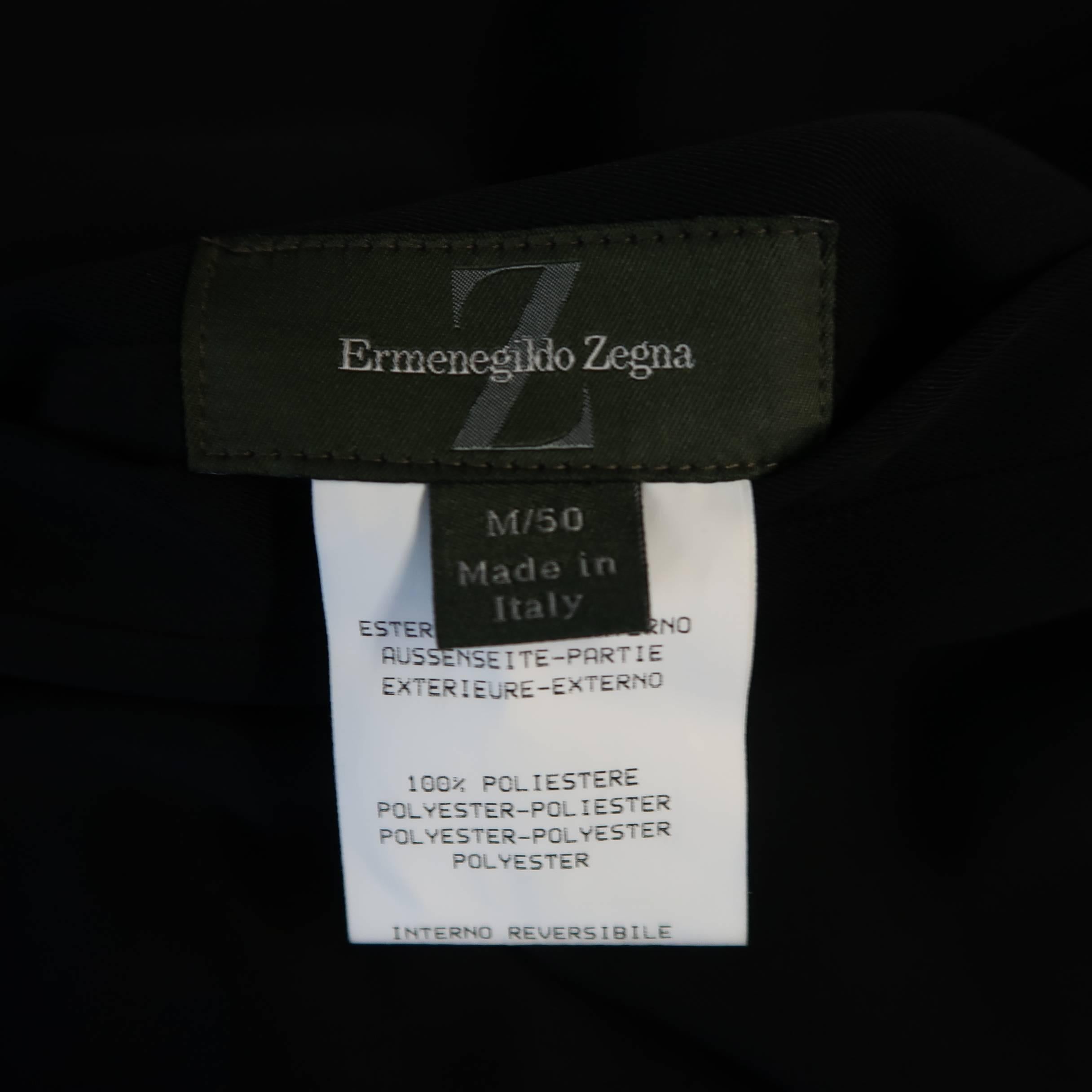 Men's ERMENEGILDO ZEGNA 40 Brown Cashmere / Black Twill Reversible Car Coat 2