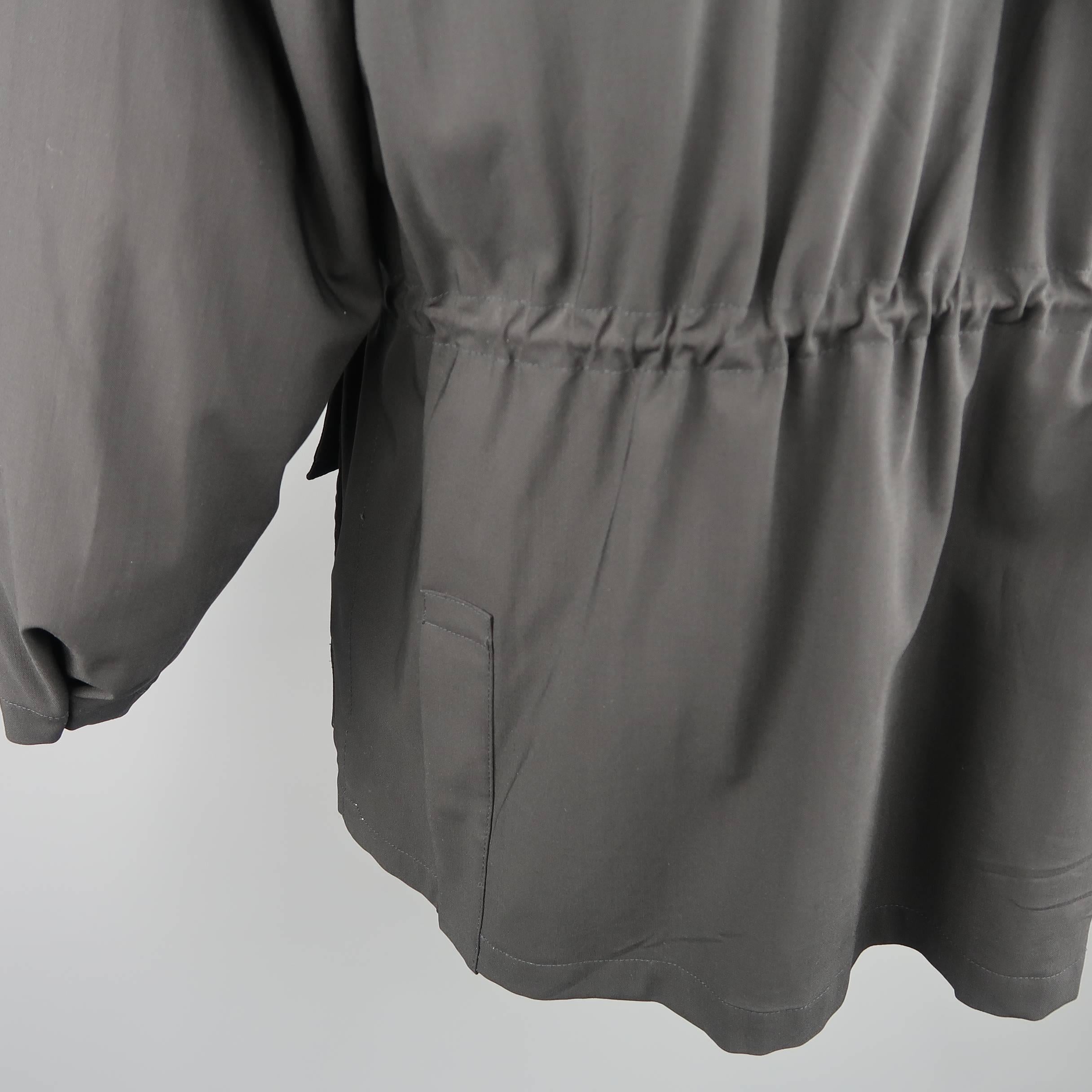 Loro Piana XL Men's Black Wool Detachable Vest Storm System Hooded Jacket 2