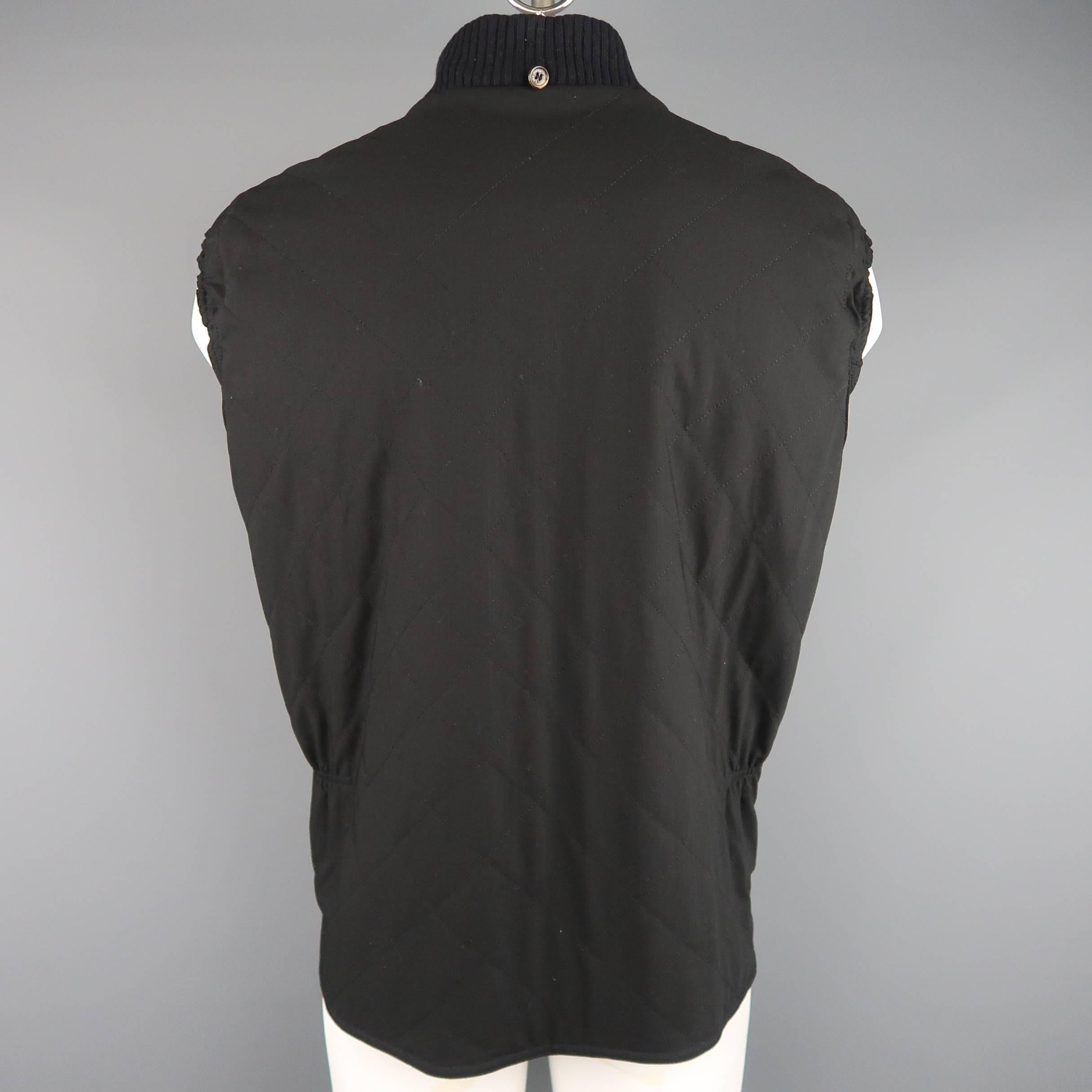 Loro Piana XL Men's Black Wool Detachable Vest Storm System Hooded Jacket 5