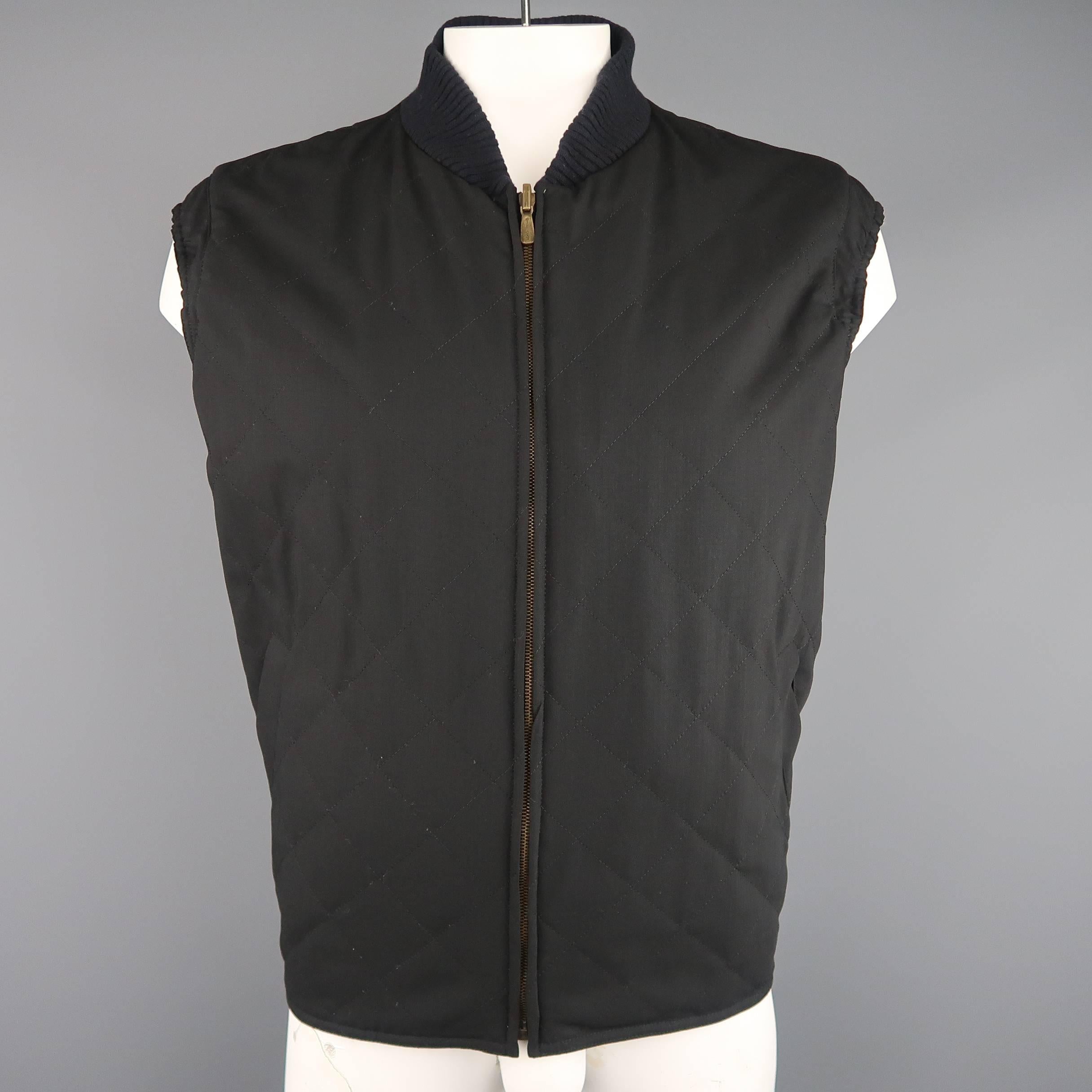 Loro Piana XL Men's Black Wool Detachable Vest Storm System Hooded Jacket 3