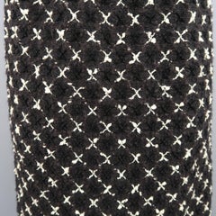 Vintage CHANEL Skirt - Small Black & White X Print Boucle Tweed Pencil Skirt