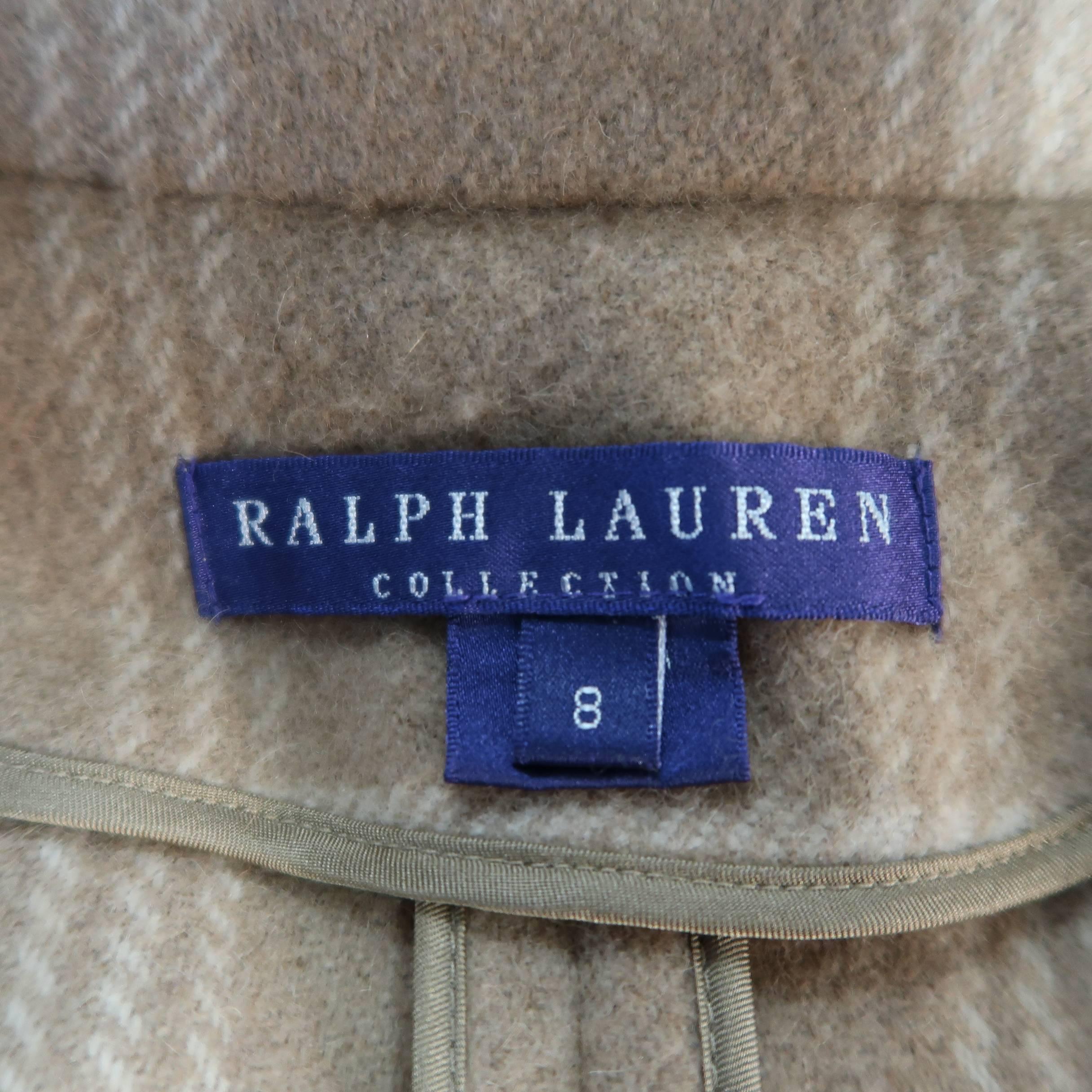 Women's RALPH LAUREN COLLECTION Size 8 Plaid Camel Wool Suede Trim Jacket For Sale