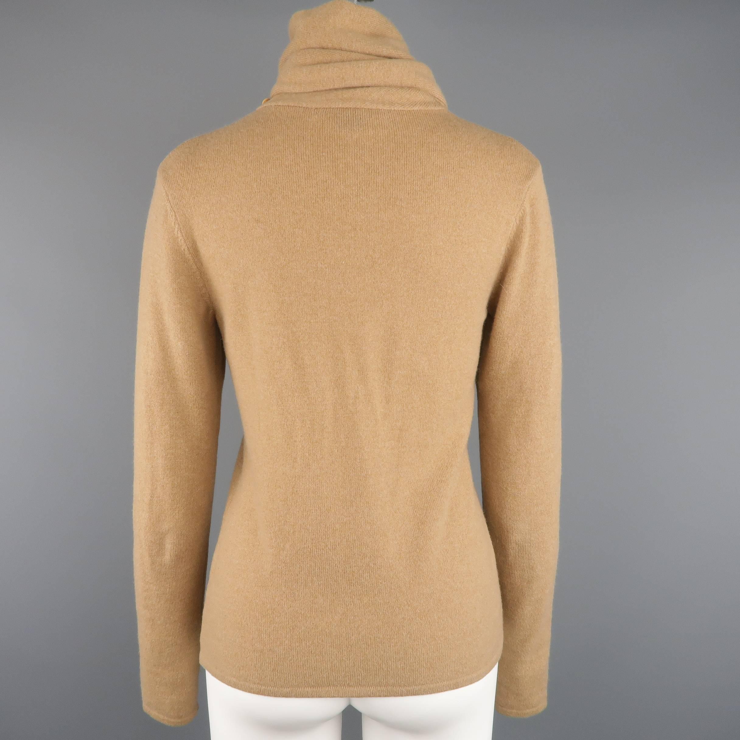 RALPH LAUREN Collection Size M Camel Cashmere Scarf Neck Pullover Sweater In Excellent Condition In San Francisco, CA