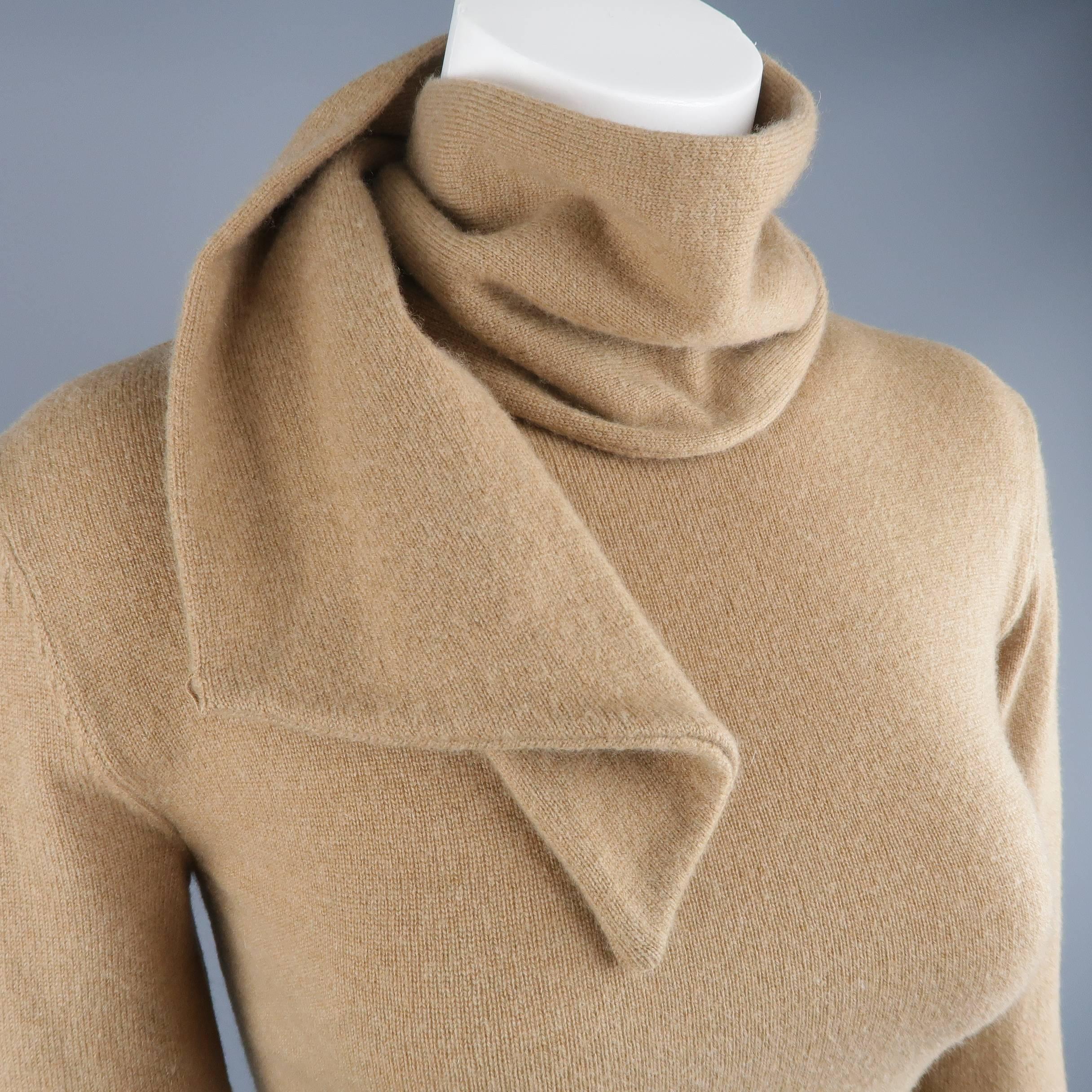 RALPH LAUREN Collection Size M Camel Cashmere Scarf Neck Pullover Sweater 2