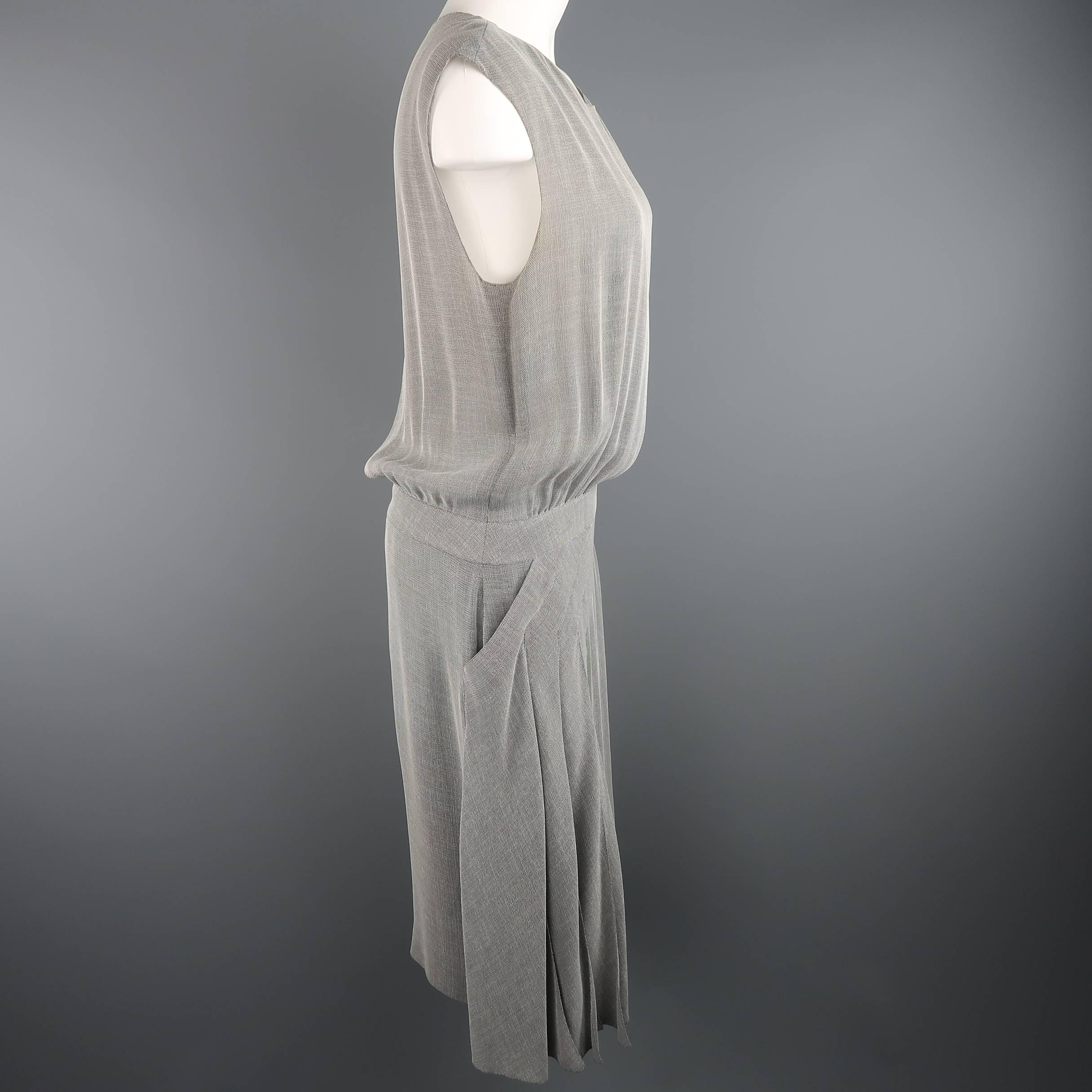 Women's Vintage CHANEL Dress - Medium -  SS 1999 Grey Knit Drop Drape Skirt Shift Dress