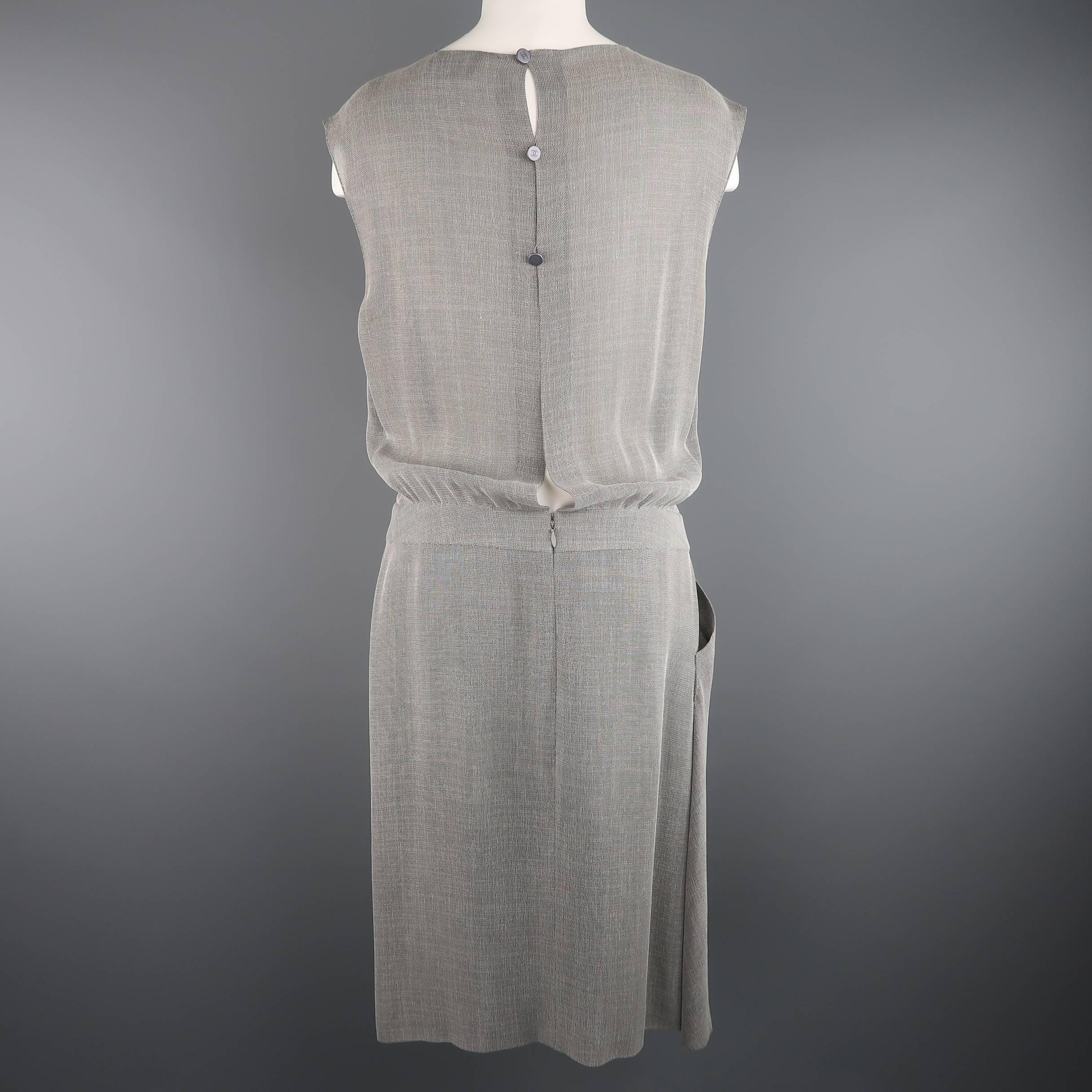 Vintage CHANEL Dress - Medium -  SS 1999 Grey Knit Drop Drape Skirt Shift Dress 1