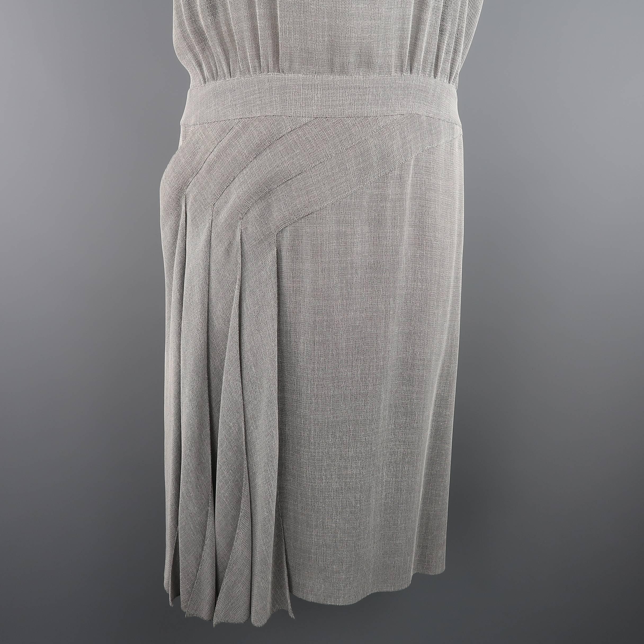 Gray Vintage CHANEL Dress - Medium -  SS 1999 Grey Knit Drop Drape Skirt Shift Dress