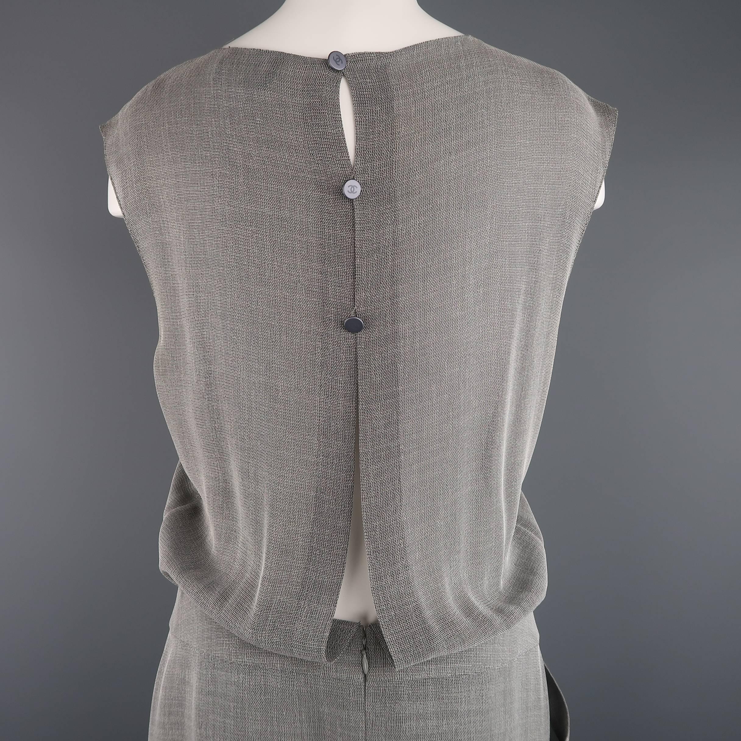 Vintage CHANEL Dress - Medium -  SS 1999 Grey Knit Drop Drape Skirt Shift Dress 2