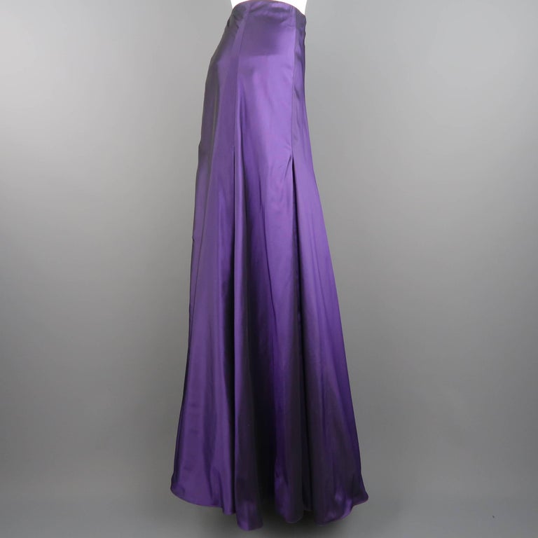 RALPH LAUREN Collection Size 6 Purple Silk Taffeta Pleated Maxi Skirt ...