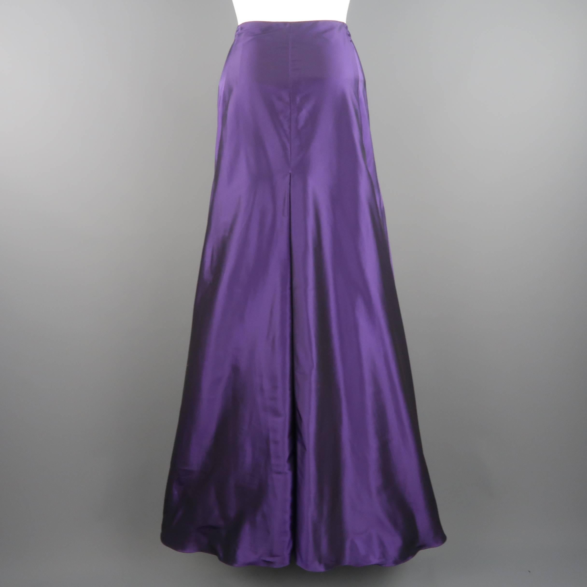 RALPH LAUREN Collection Size 6 Purple Silk Taffeta Pleated Maxi Skirt In Good Condition In San Francisco, CA