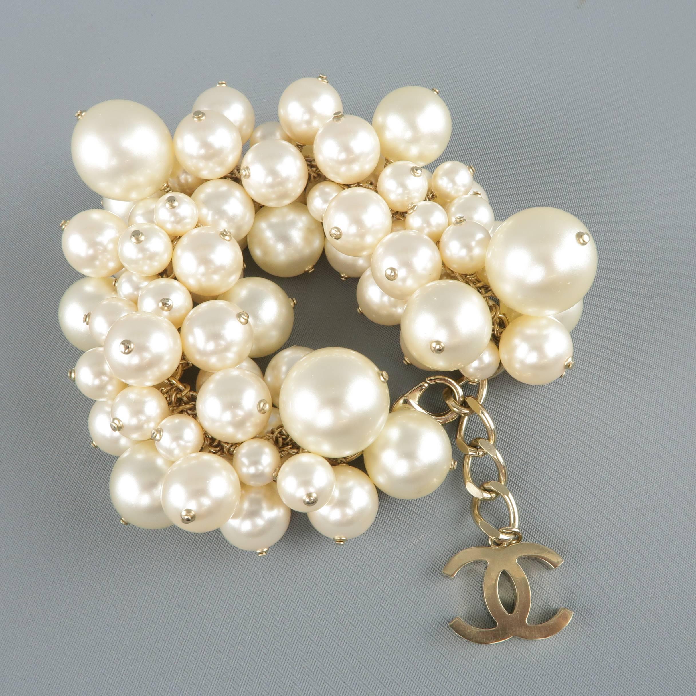 Chanel Cream and Light Gold Pearl Cluster Bracelet, Spring 2013   1