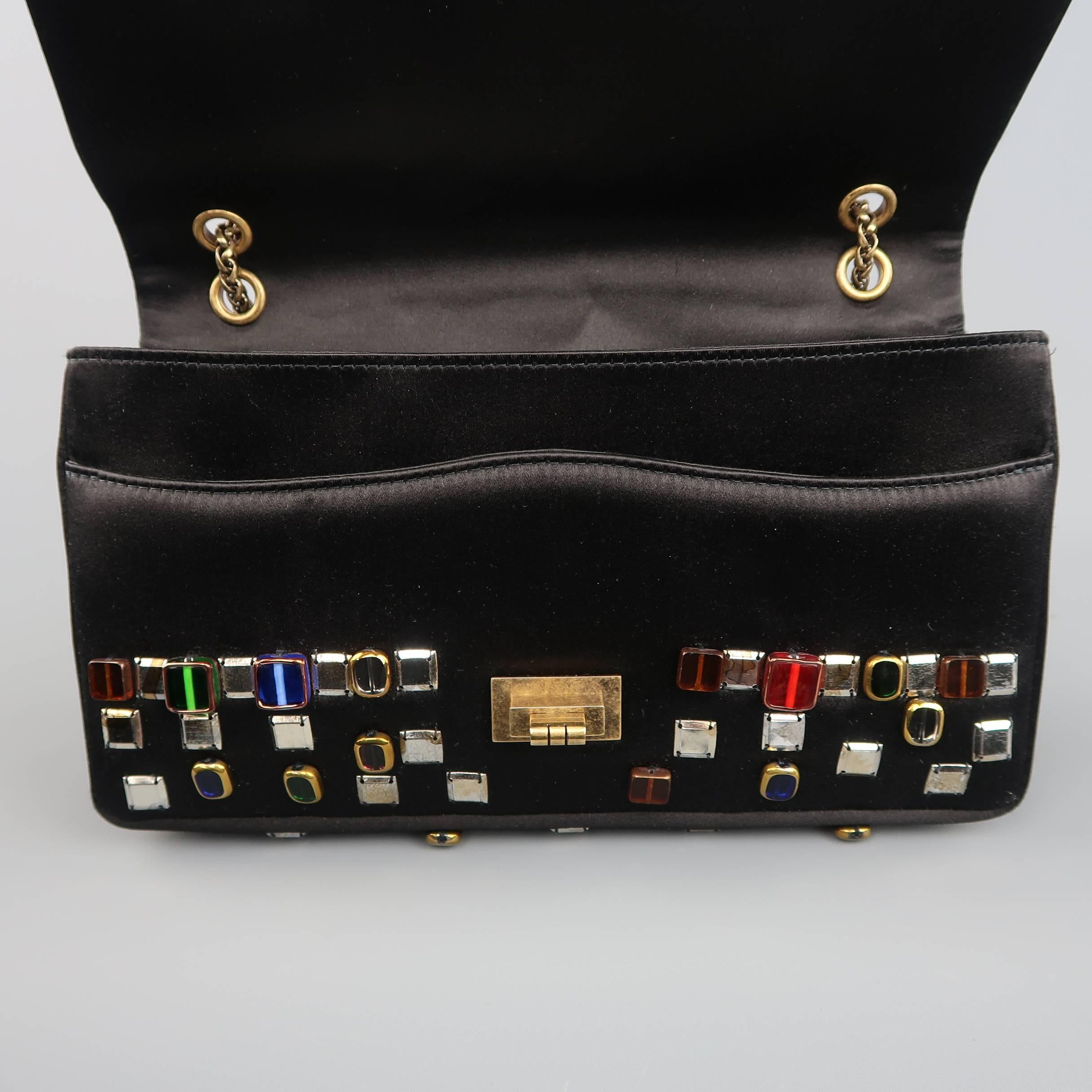 Chanel Black Byzantine Reissue Studded Silk Shoulder Handbag  4