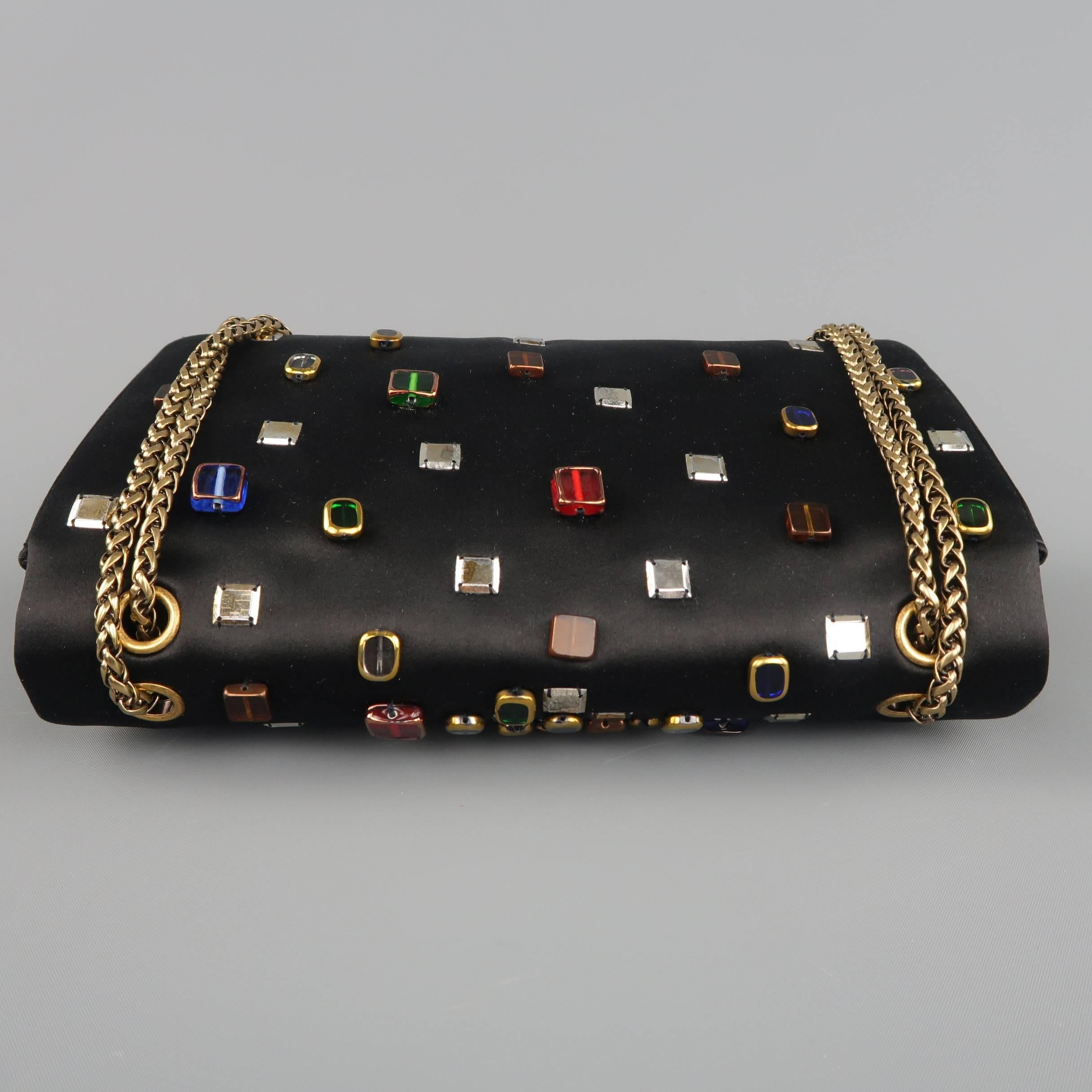 Chanel Black Byzantine Reissue Studded Silk Shoulder Handbag  2