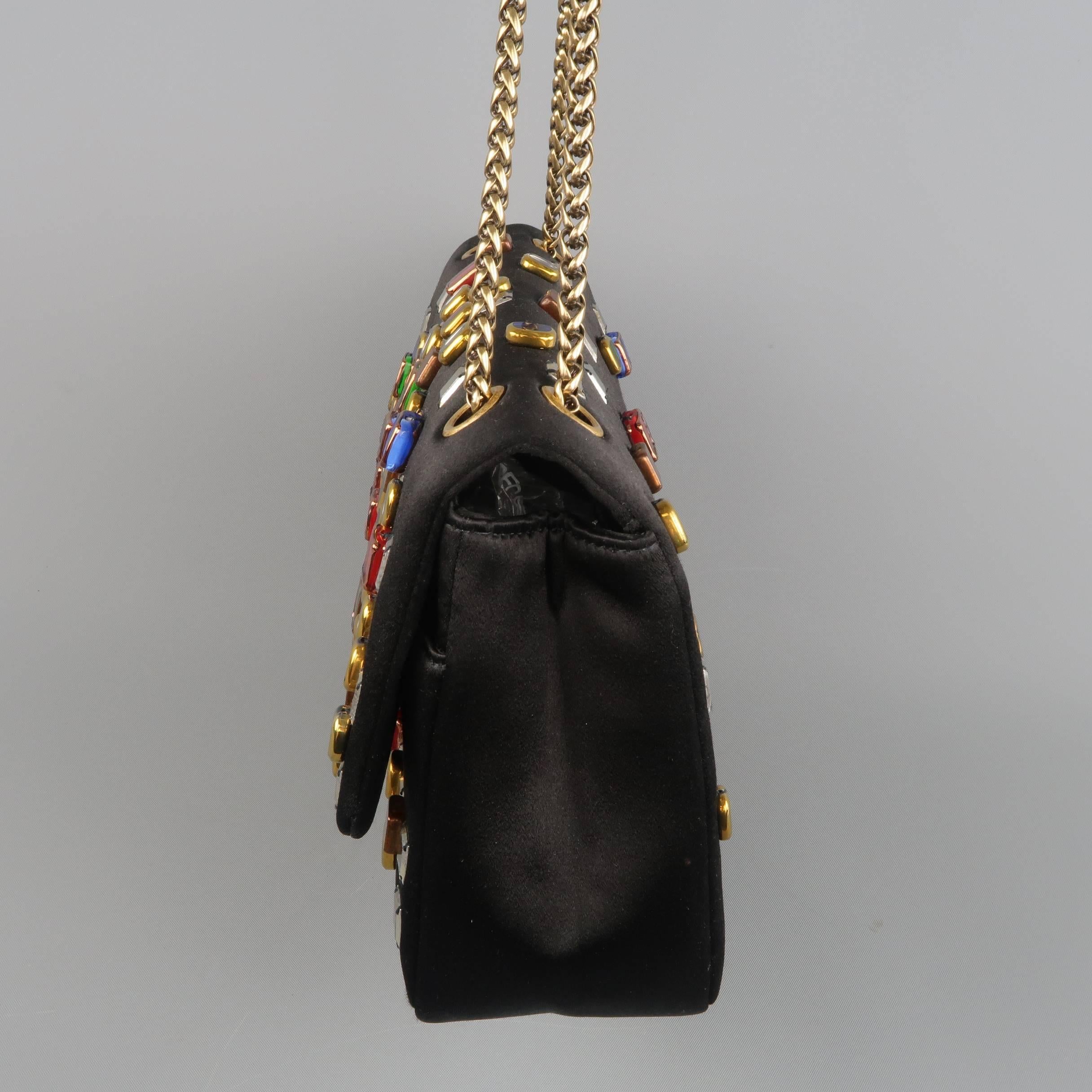 Women's Chanel Black Byzantine Reissue Studded Silk Shoulder Handbag 