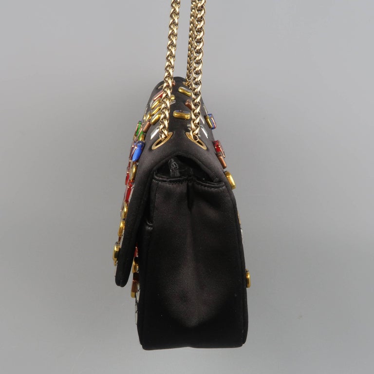Chanel Black Byzantine Reissue Studded Silk Shoulder Handbag at 1stDibs