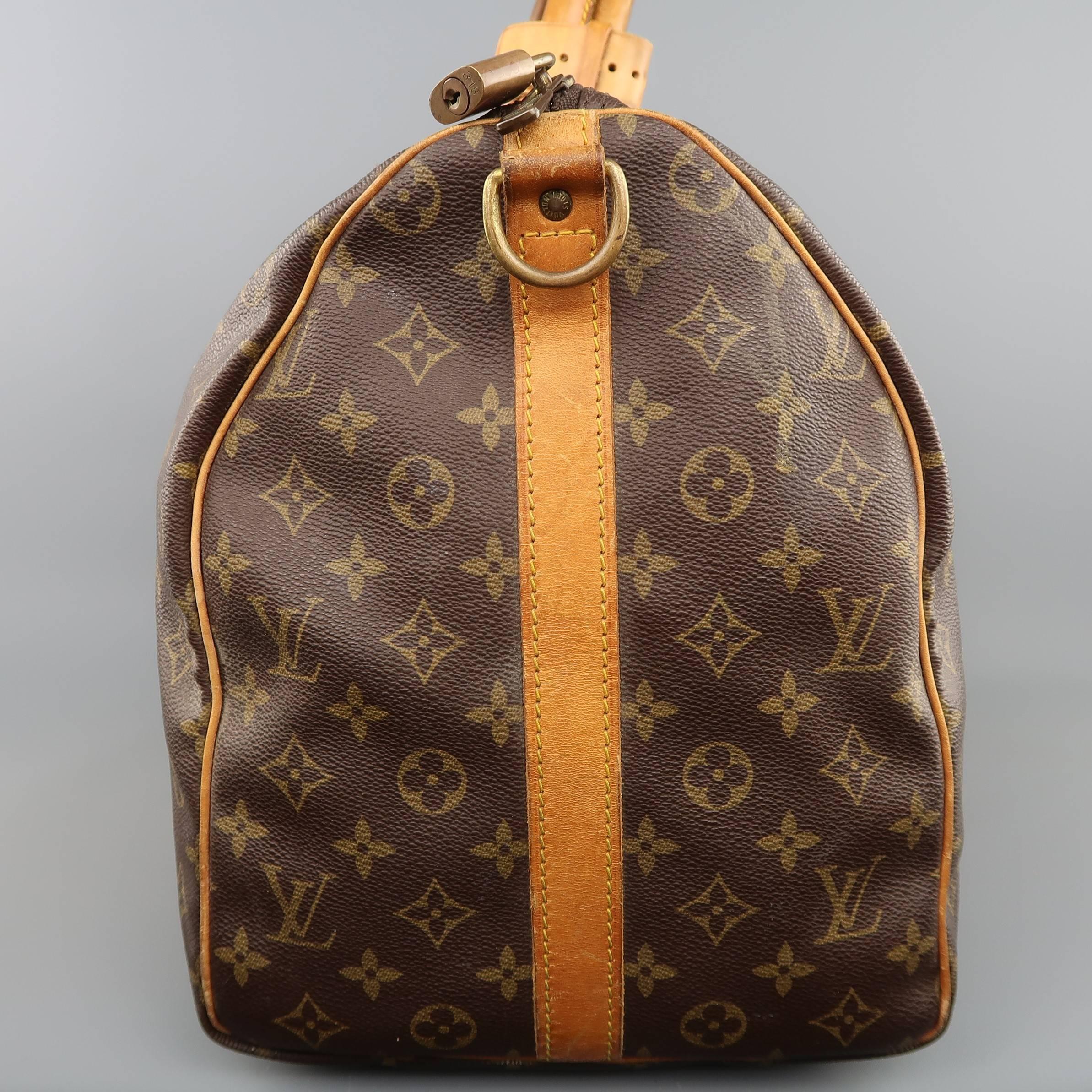 Women's or Men's Vintage LOUIS VUITTON KEEPALL 50 Bag Brown Monogram & Leather Duffel Bag