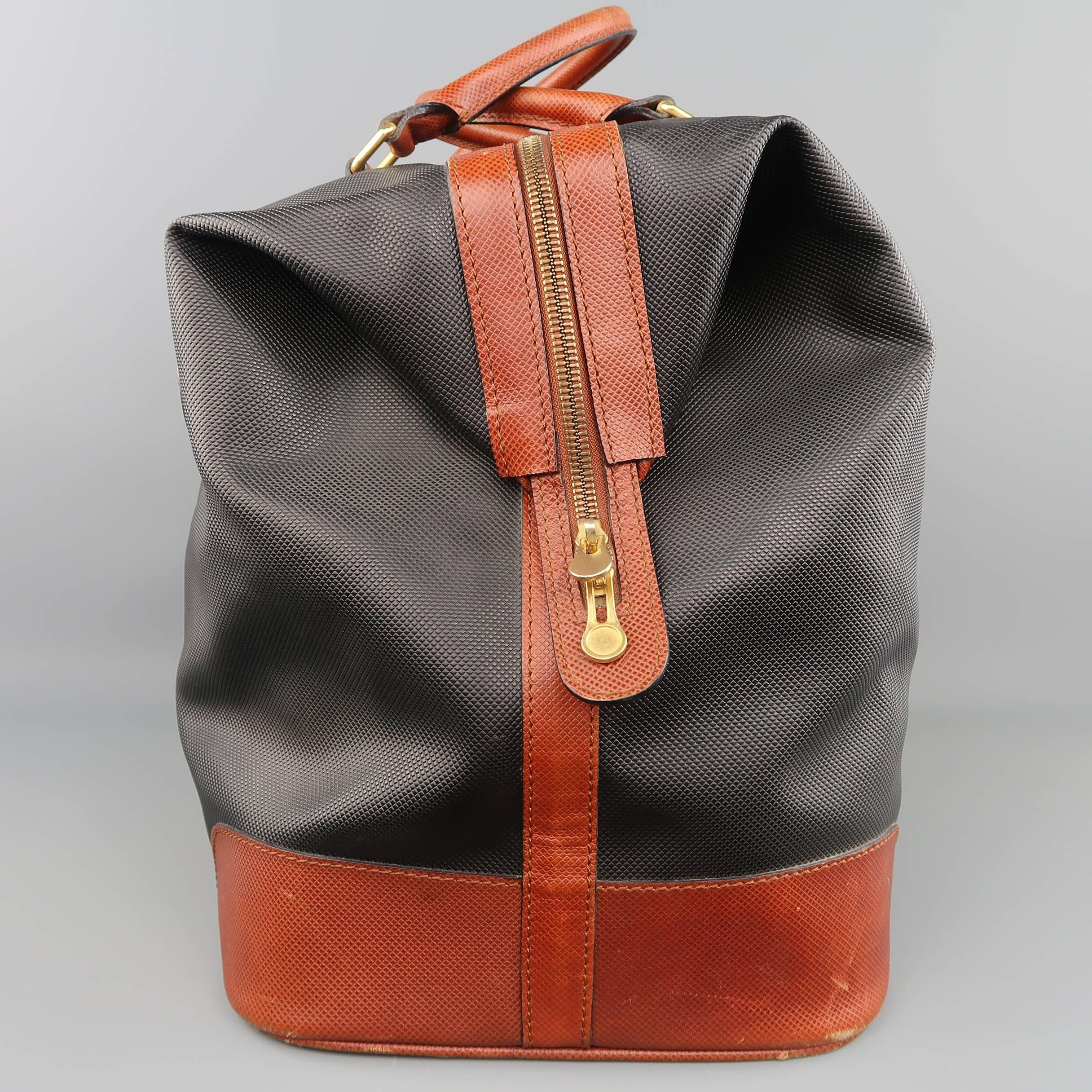 Vintage BOTTEGA VENETA Black & Brown Coated Canvas Carry-On Bag 1