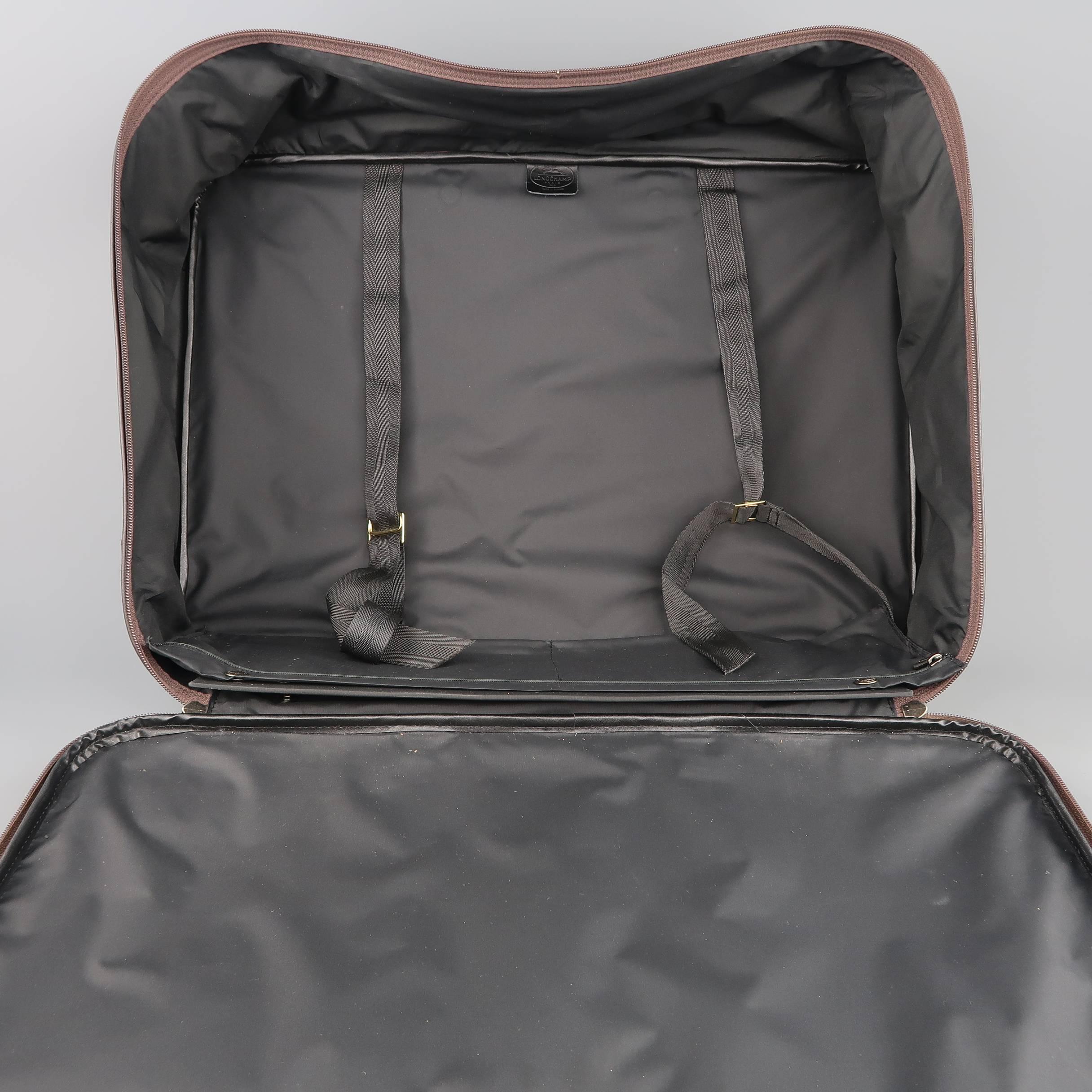 LONGCHAMP Dark Brown Leather Carry On Suitcase Travel Bag 2