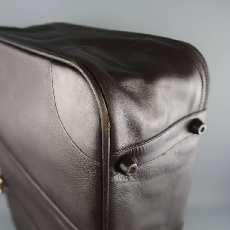 LONGCHAMP Dark Brown Leather Carry On Suitcase Travel Bag For Sale at 1stDibs brown carry on