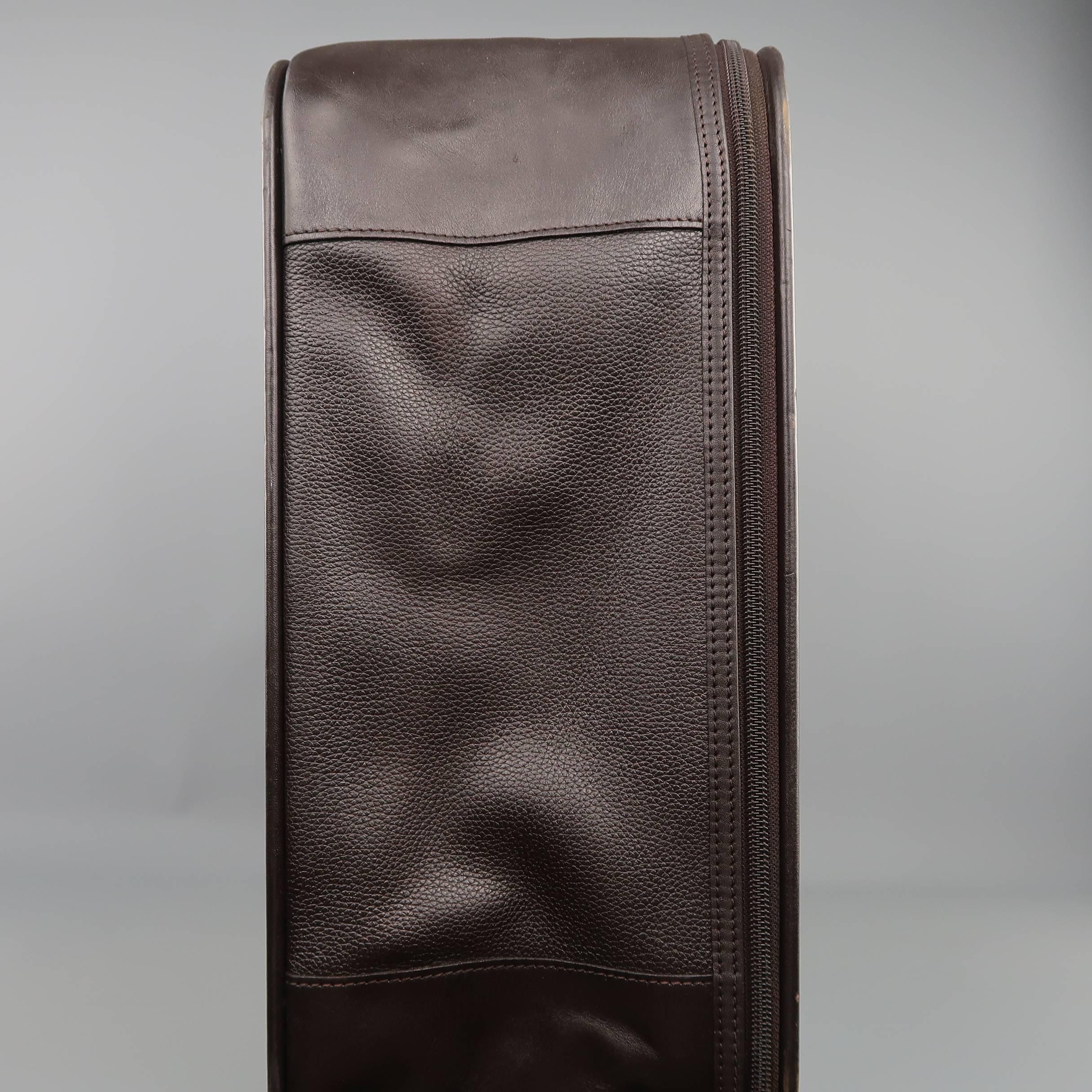 LONGCHAMP Dark Brown Leather Carry On Suitcase Travel Bag für Damen oder Herren