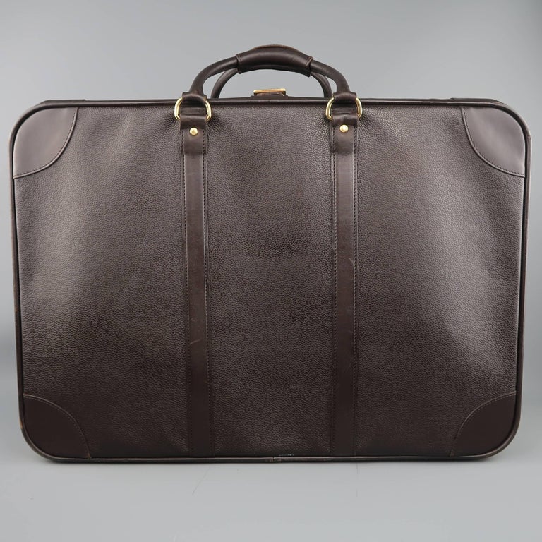 LONGCHAMP Dark Brown Leather Carry On Suitcase Travel Bag For Sale at 1stDibs brown carry on