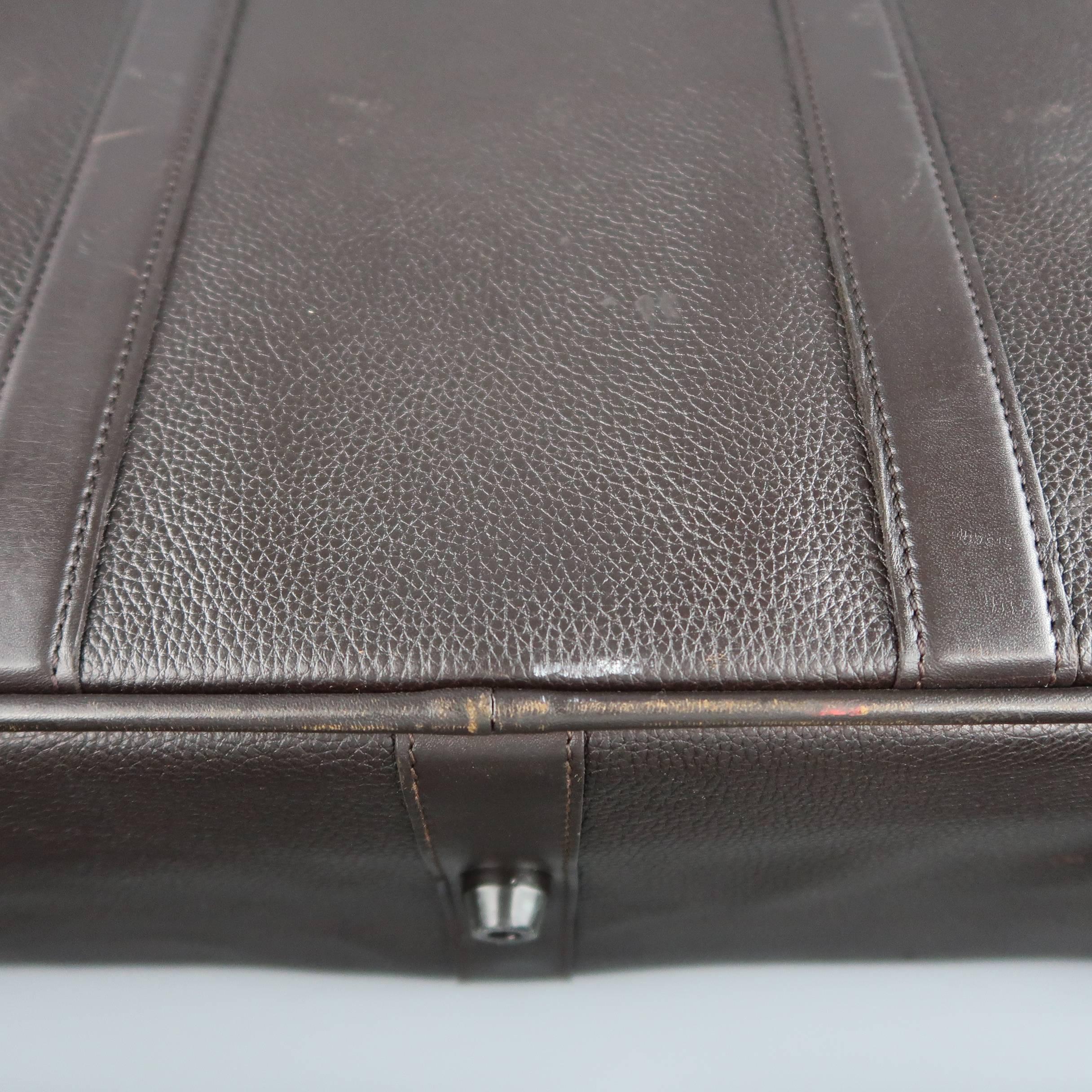 LONGCHAMP Dark Brown Leather Carry On Suitcase Travel Bag im Zustand „Relativ gut“ in San Francisco, CA