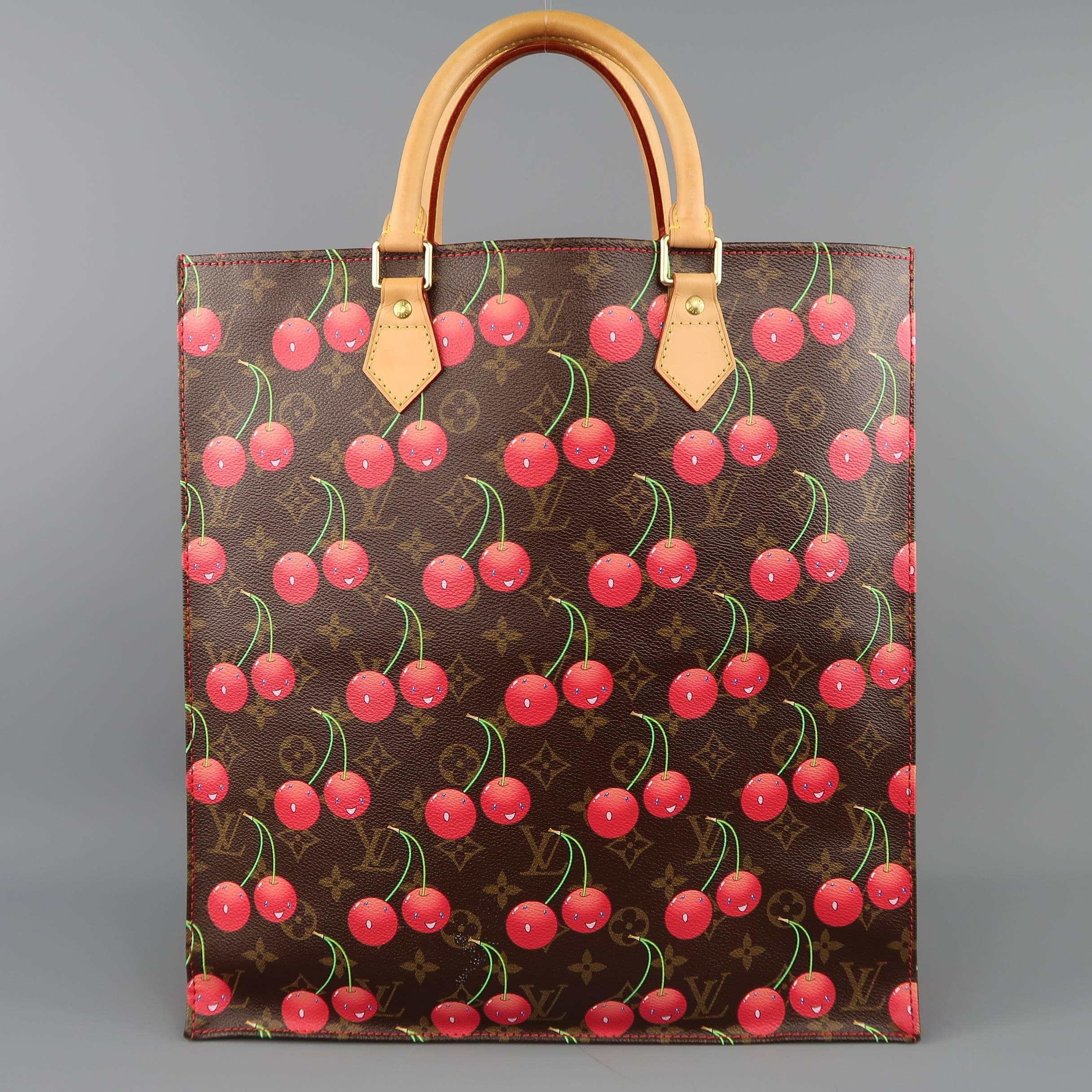 Black Louis Vuitton Takashi Murakami Brown Cherry Cerises Sac Plat Tote Bag 