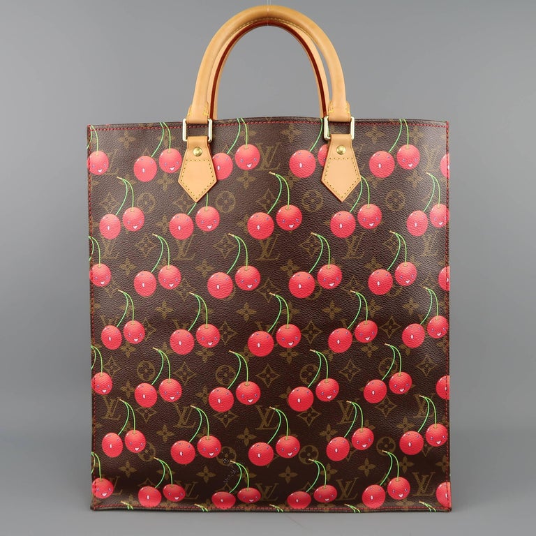 Louis Vuitton Takashi Murakami Brown Cherry Cerises Sac Plat Tote Bag at 1stDibs louis vuitton