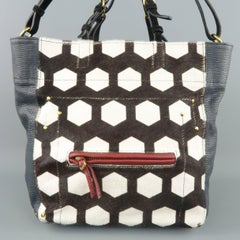 JEROME DREYFUSS x JACQUES Blue Lizard & Printed Ponyhair Tote Handbag