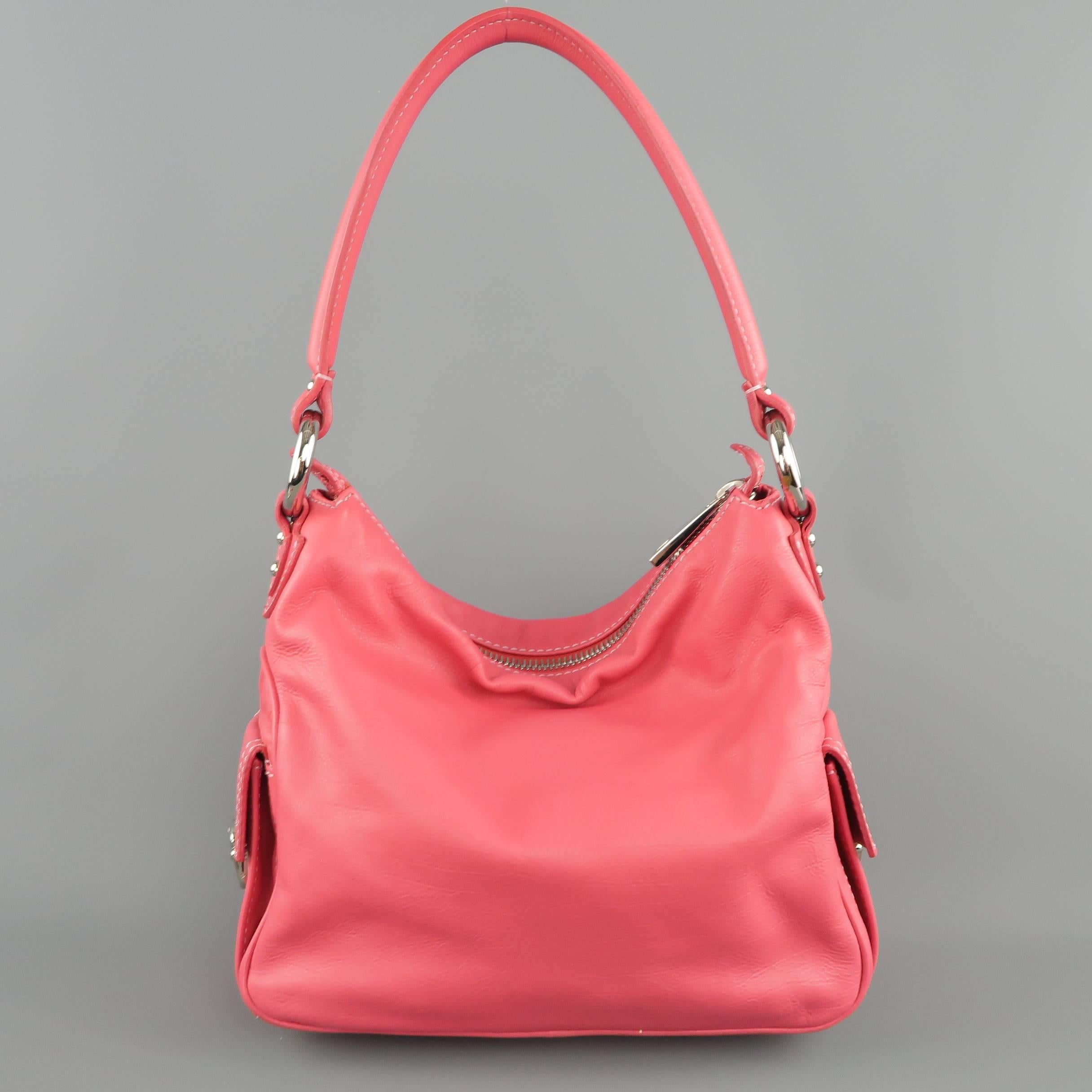 MARC JACOBS Pink Leather Multipocket Blake Hobo Shoulder Handbag 1