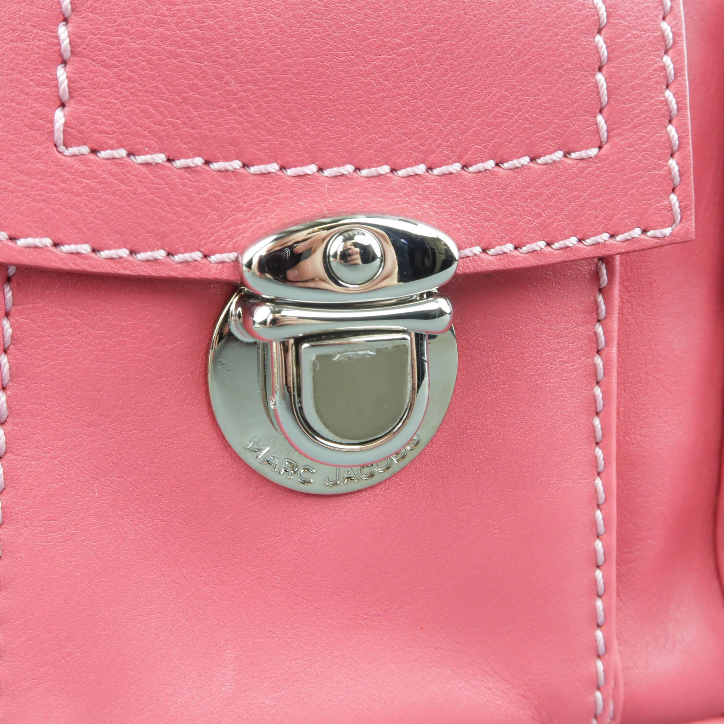 MARC JACOBS Pink Leather Multipocket Blake Hobo Shoulder Handbag In Excellent Condition In San Francisco, CA