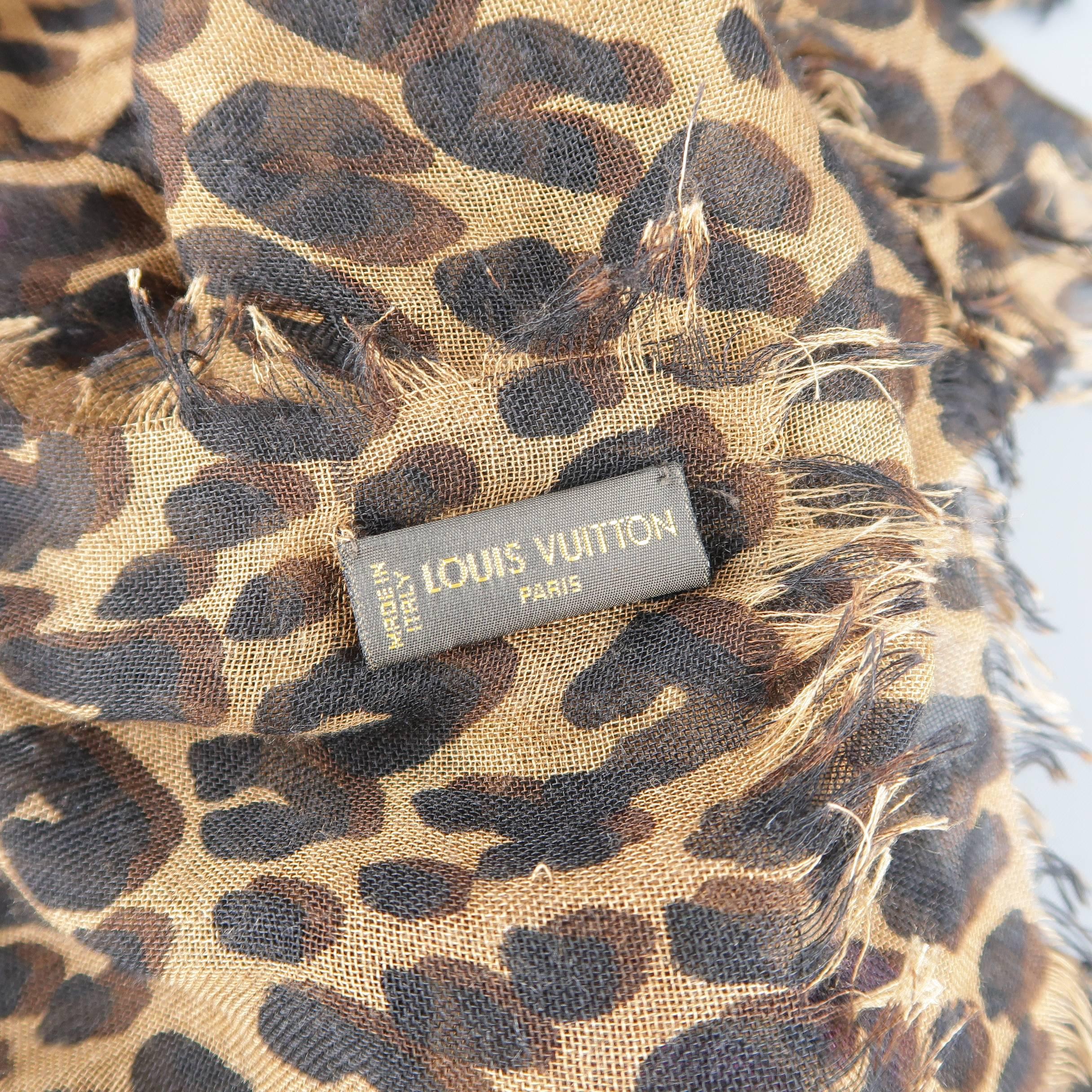 Louis Vuitton Stephen Sprouse Brown Cheetah Pink Graffiti Logo Scarf In Good Condition In San Francisco, CA