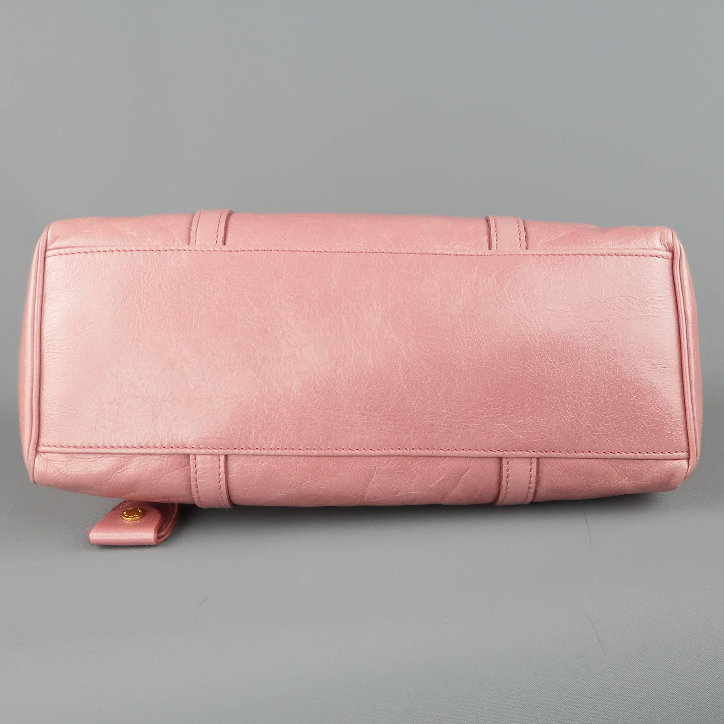 MIU MIU Pink Textured Leather Gold Lock Shoulder Handbag 2