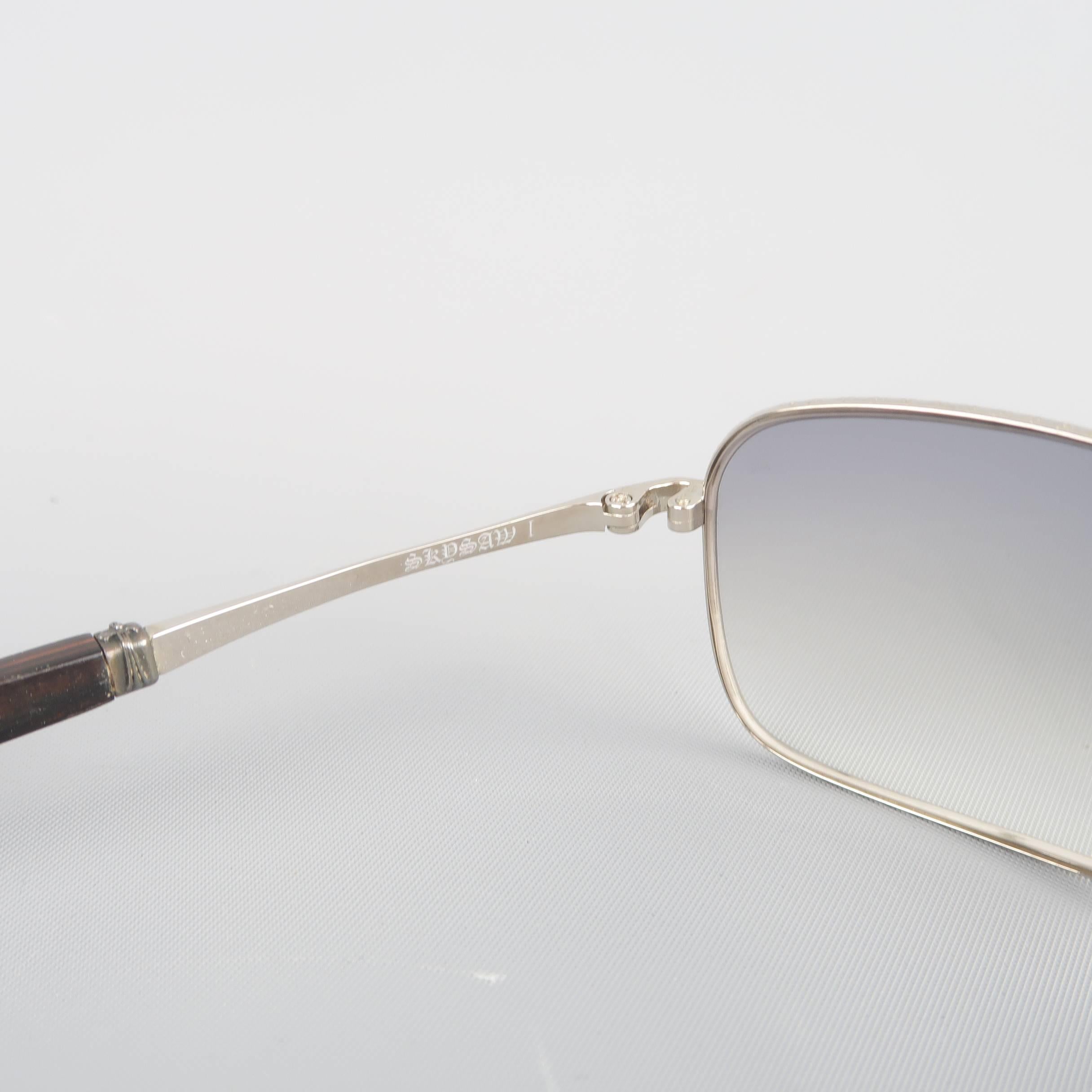CHROME HEARTS Silver Metal & Wood Skysaw I Clear Gradient Frame Sunglasses 1