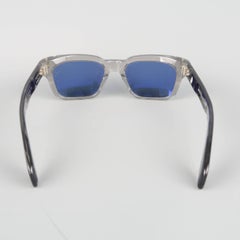 JACQUES MARIE MAGE Clear Gray U Blue Arm Acetate Wayfarer Sunglasses