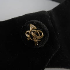 Hermes Vintage Black Velvet Gold Horn Button Tuxedo Belt