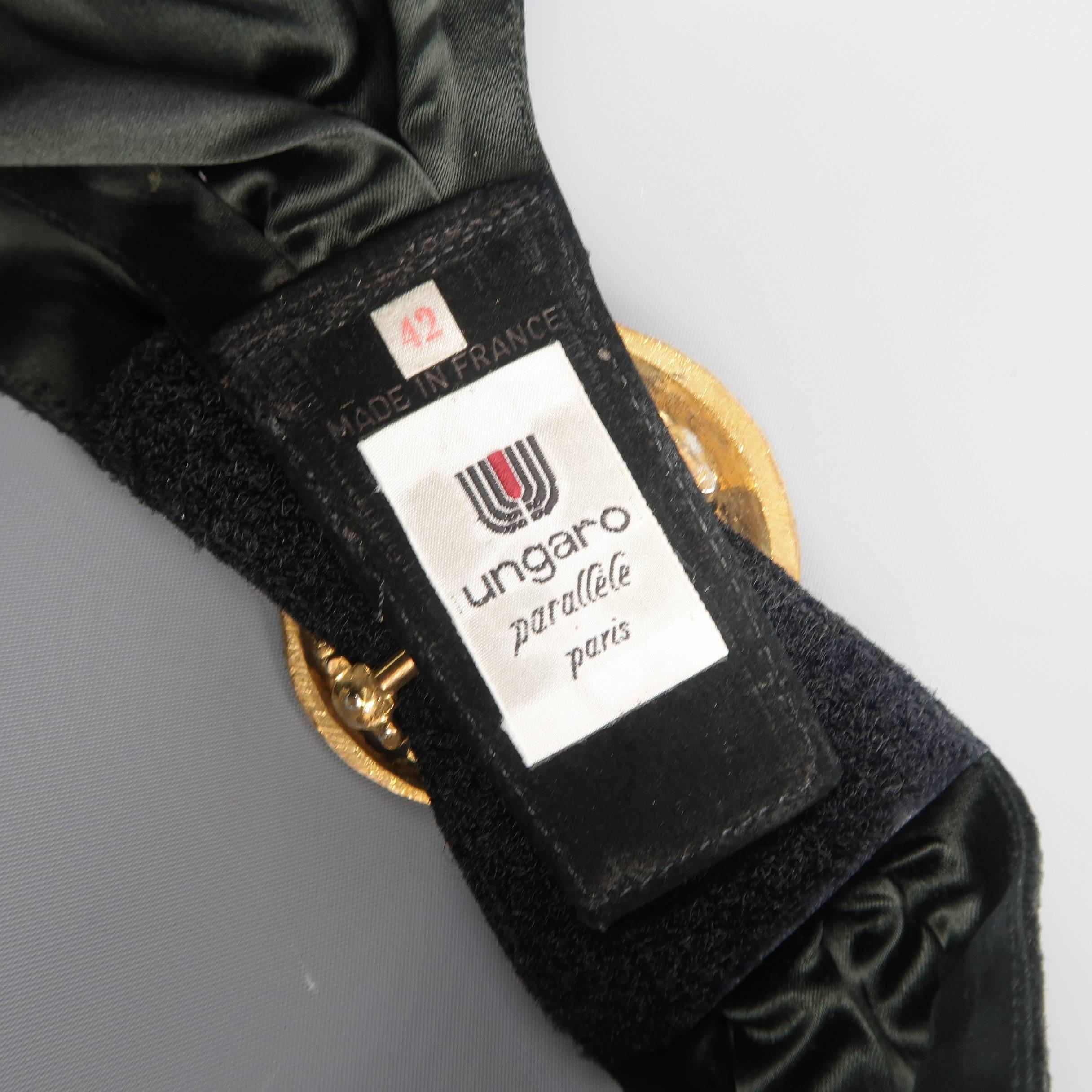 Ungaro Vintage Medium Black Suede Gold and Crystal Byzantine Belt 4