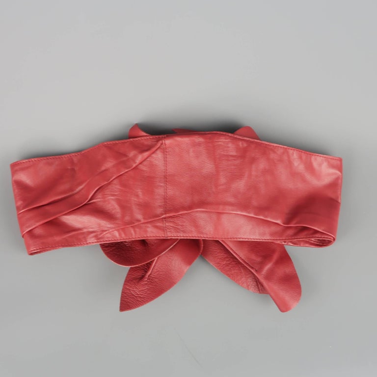 MARC JACOBS S Red Leather Oversized Flower Sash Belt at 