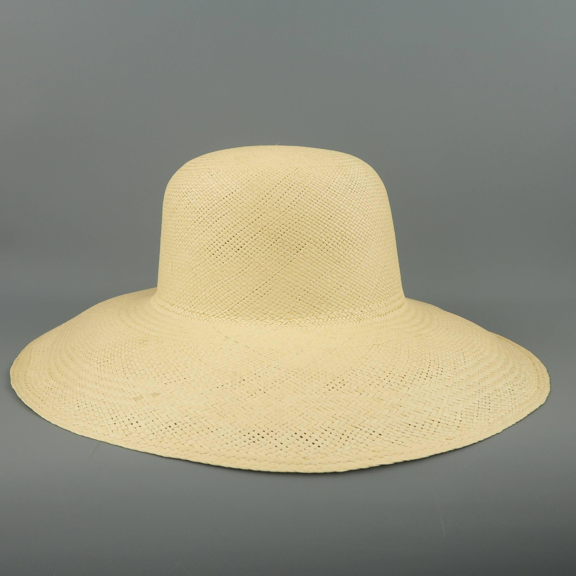 Vintage Beige Straw Wide Brim Sun Hat  In Good Condition In San Francisco, CA