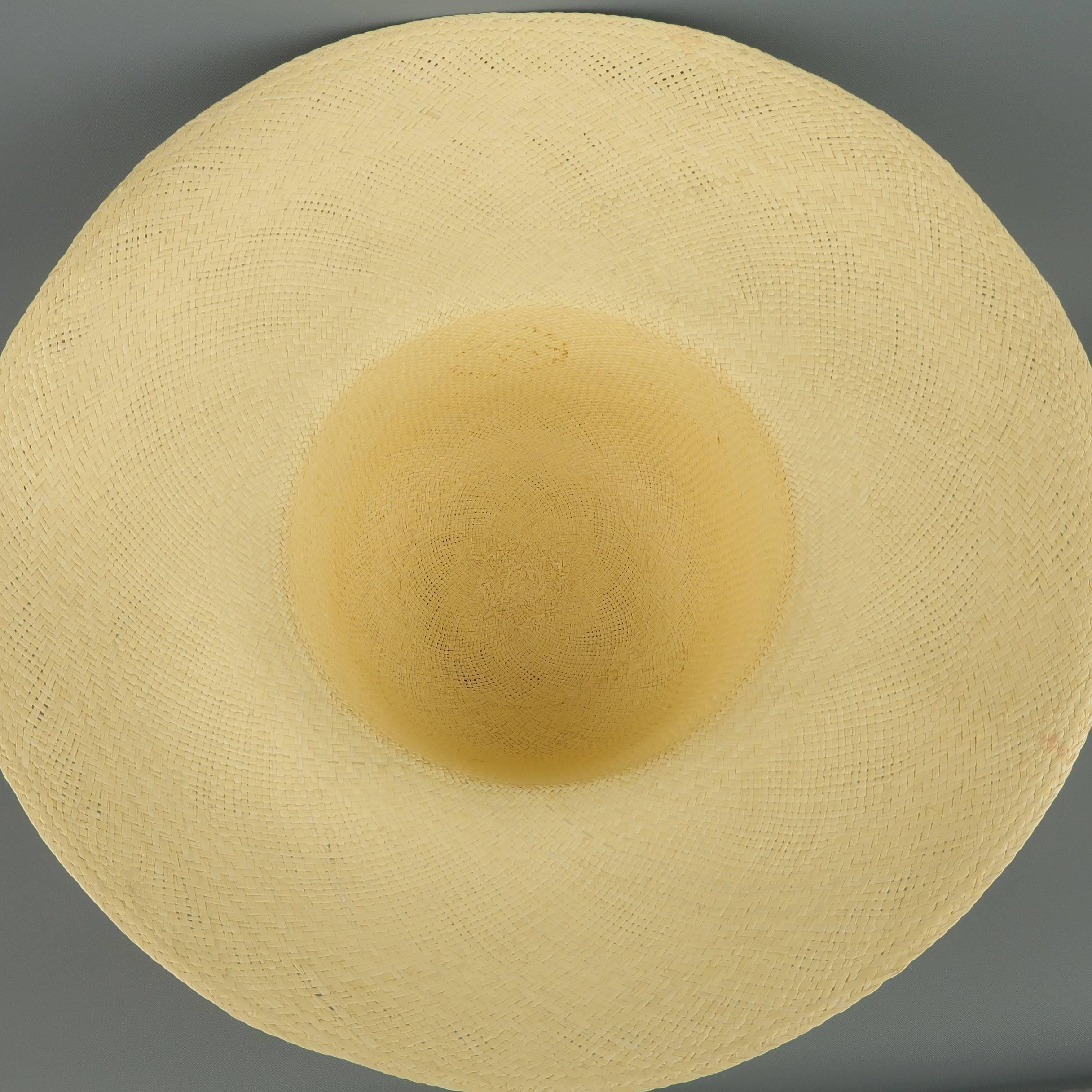 Vintage Beige Straw Wide Brim Sun Hat  4