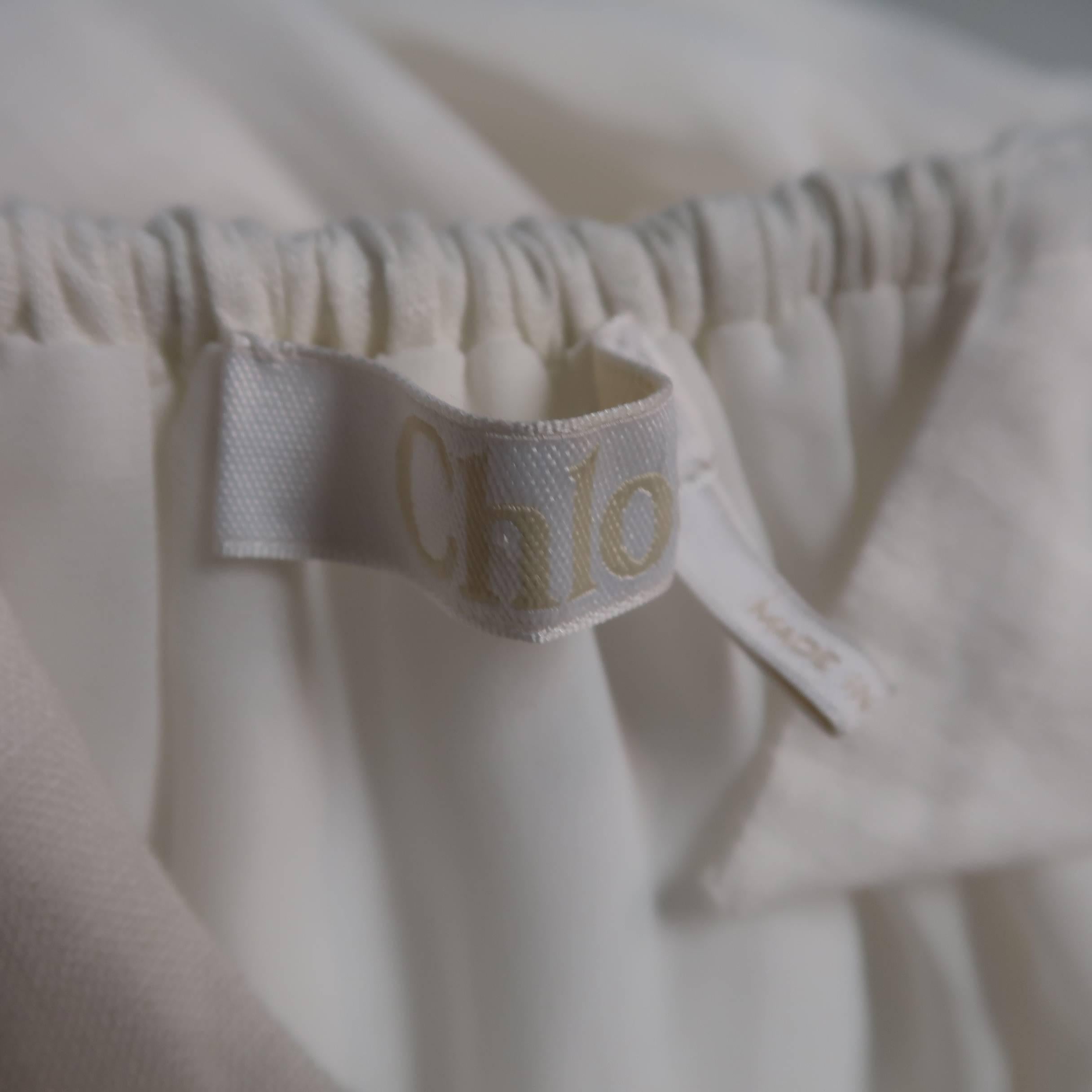 CHLOE Size 2 Cream Linen Cutout Back Bow Peasant Maxi Dress 3